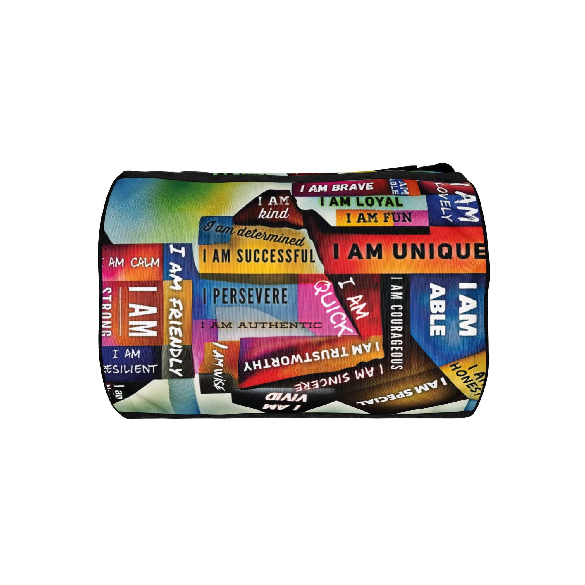 GloWell Designs - All-Over Print Gym Bag - Affirmation Quote - I Am