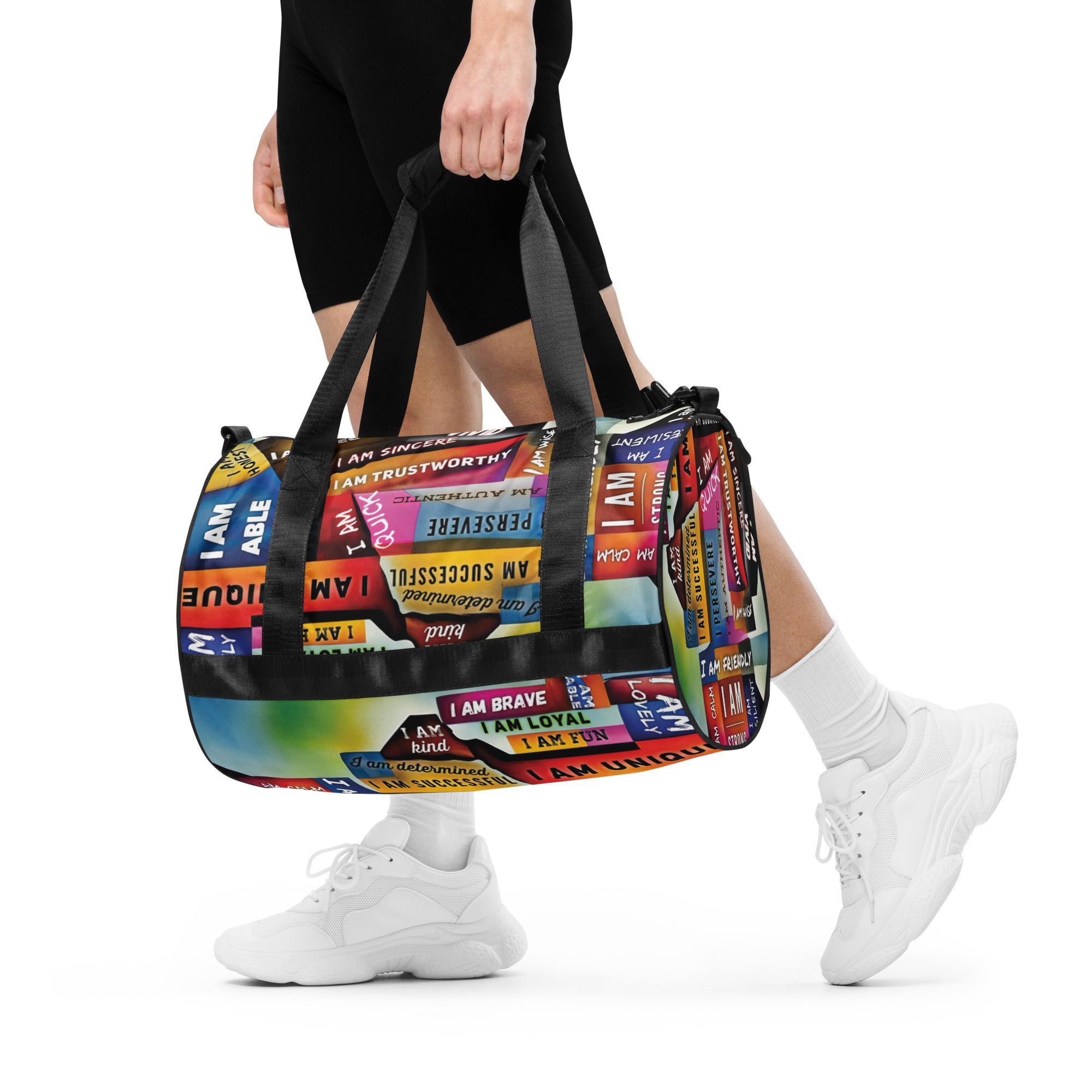 GloWell Designs - All-Over Print Gym Bag - Affirmation Quote - I Am