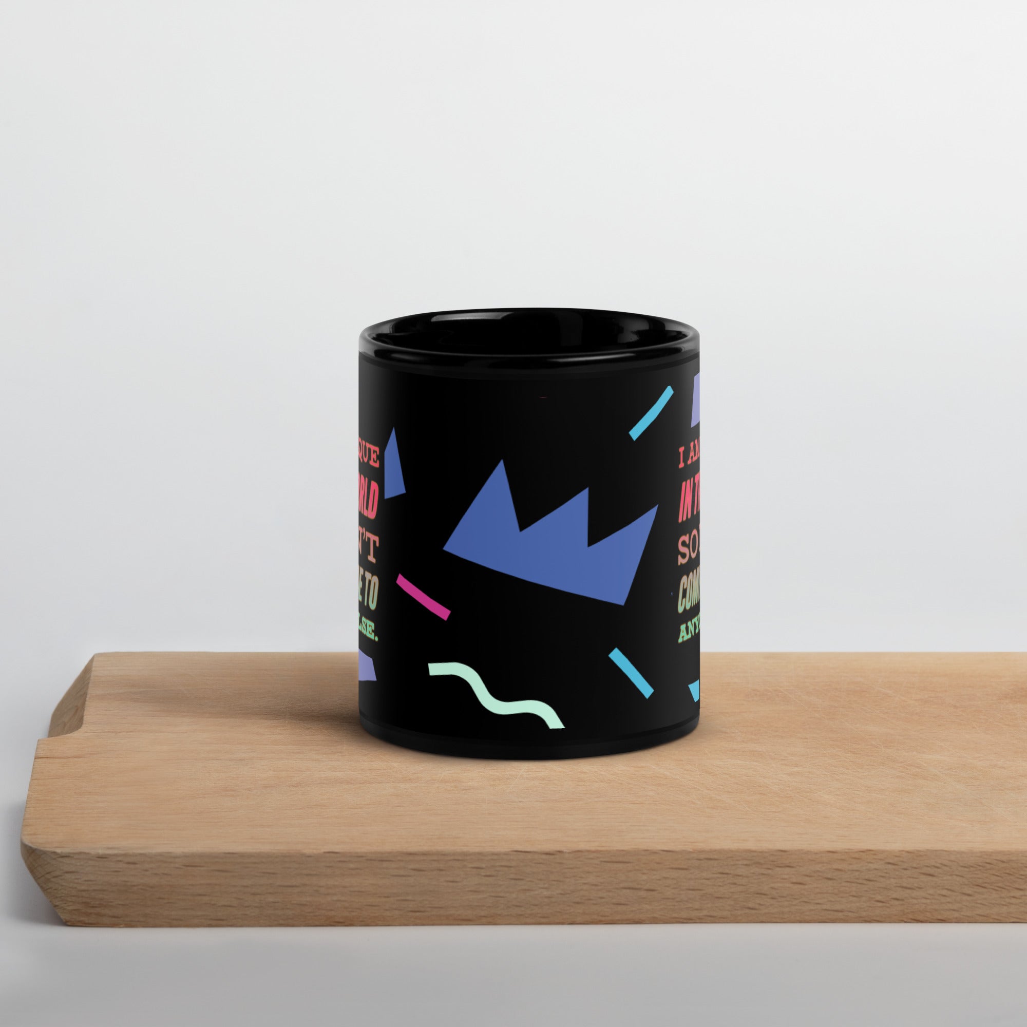 GloWell Designs - Black Glossy Mug - Affirmation Quote - I Am Unique - GloWell Designs