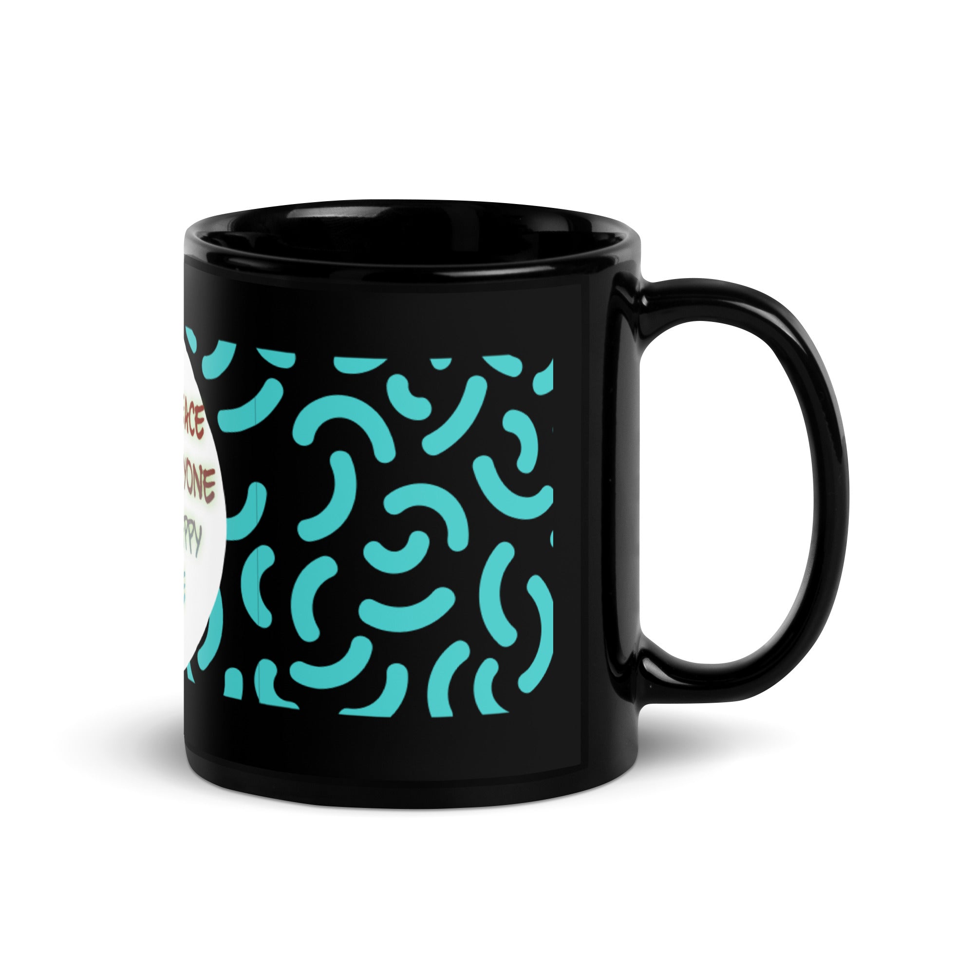 GloWell Designs - Black Glossy Mug - Motivational Quote - Live At Peace With Everyone - GloWell Designs