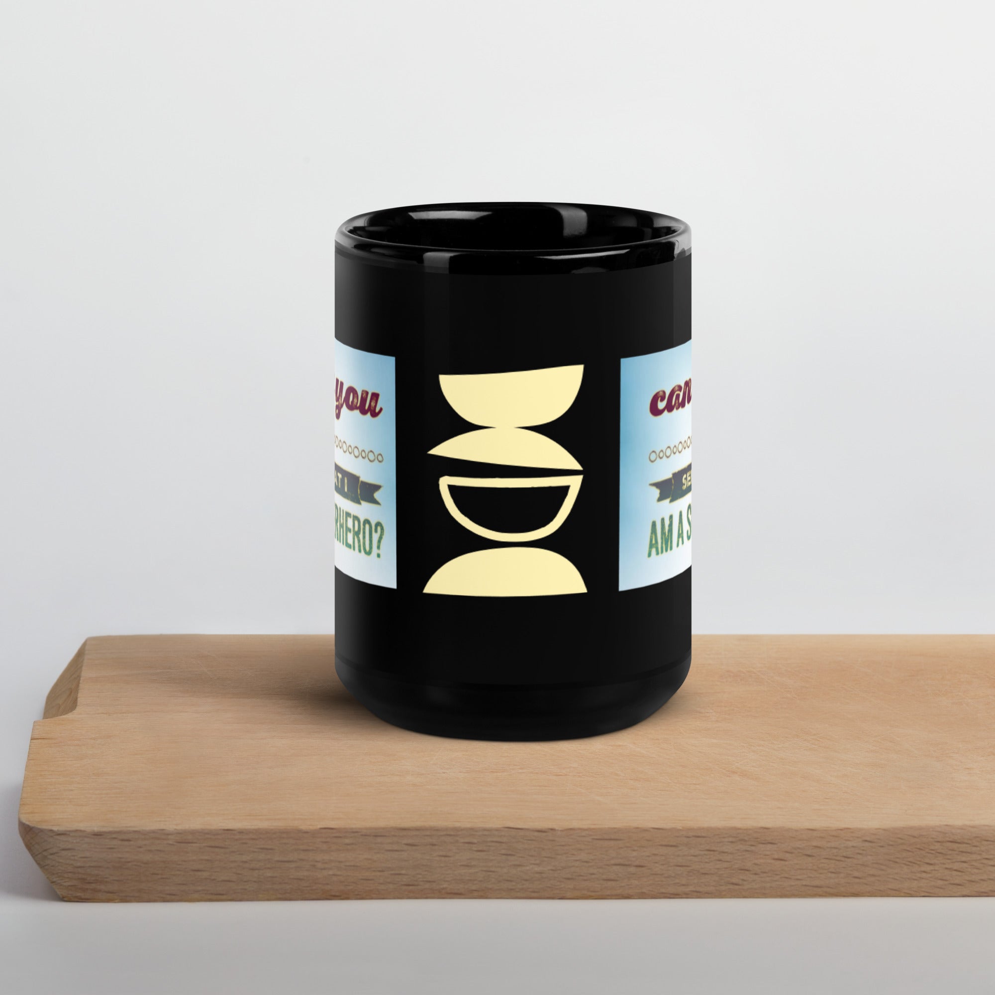 GloWell Designs - Black Glossy Mug - Affirmation Quote - I Am A Superhero - GloWell Designs