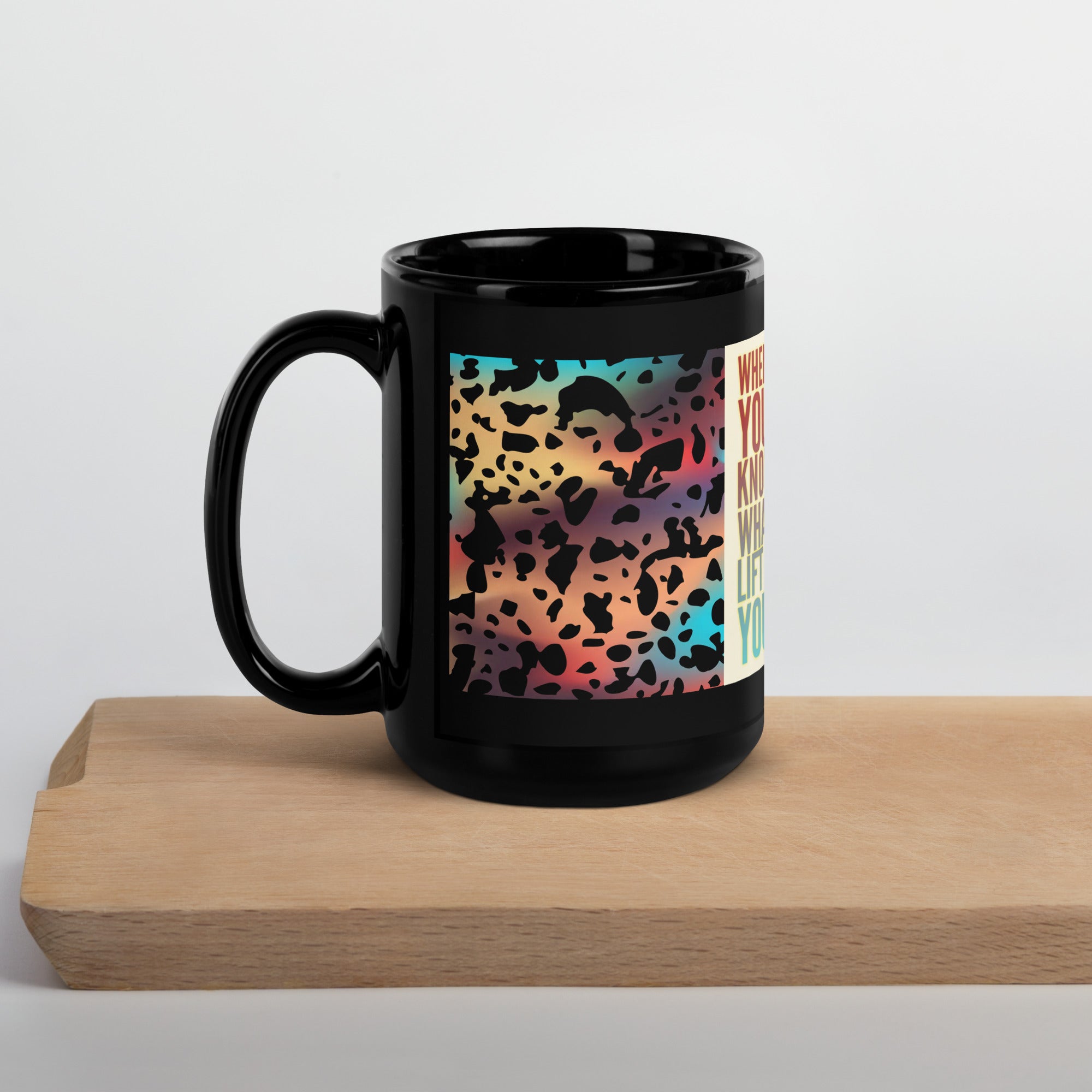 GloWell Designs - Black Glossy Mug - Motivational Quote - Lift Up Your Eyes - GloWell Designs