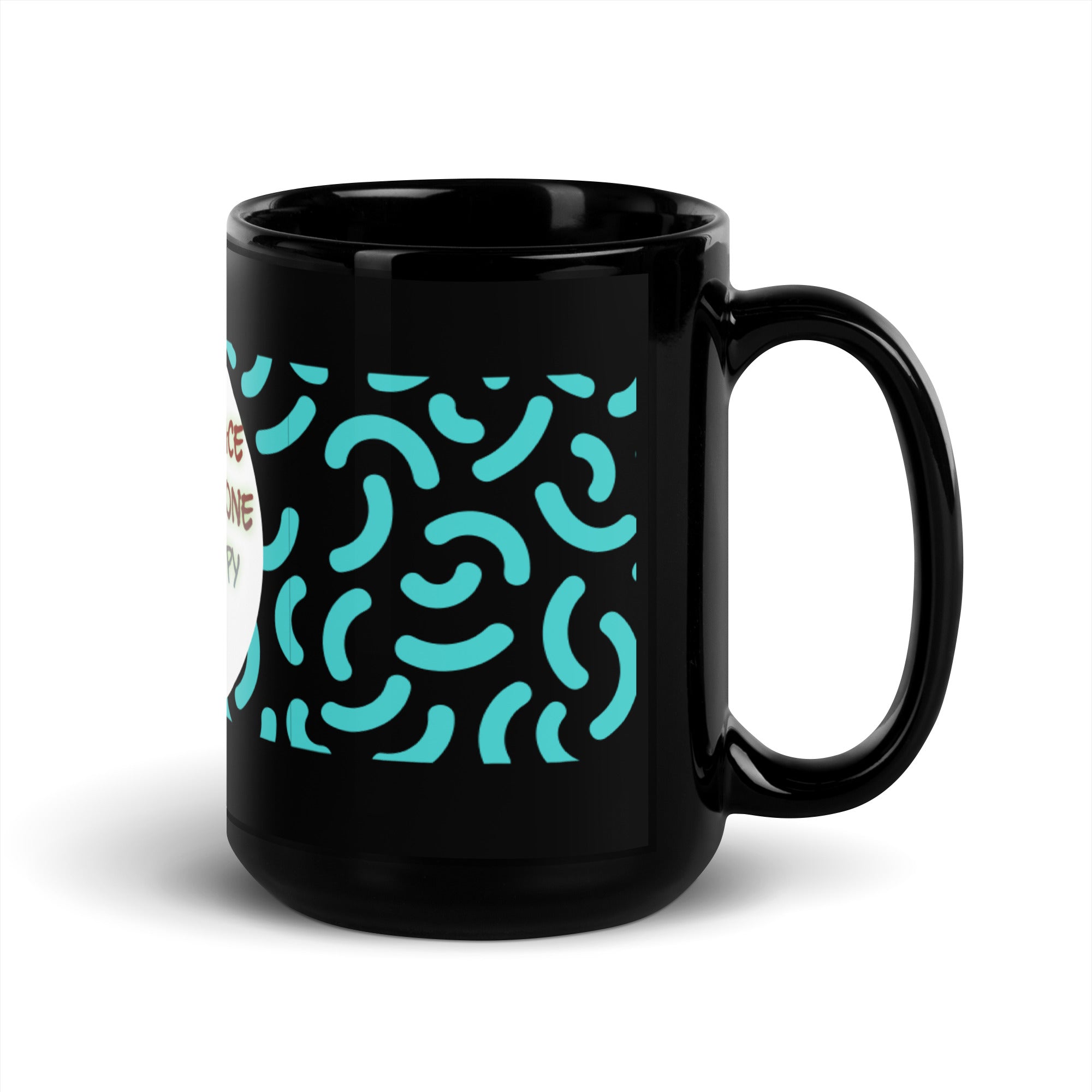 GloWell Designs - Black Glossy Mug - Motivational Quote - Live At Peace With Everyone - GloWell Designs