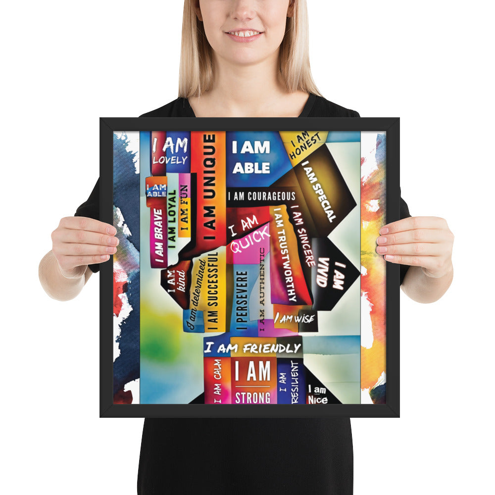 GloWell Designs - Framed Poster - Affirmation Quote - I Am - GloWell Designs