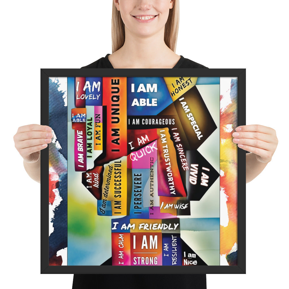 GloWell Designs - Framed Poster - Affirmation Quote - I Am - GloWell Designs