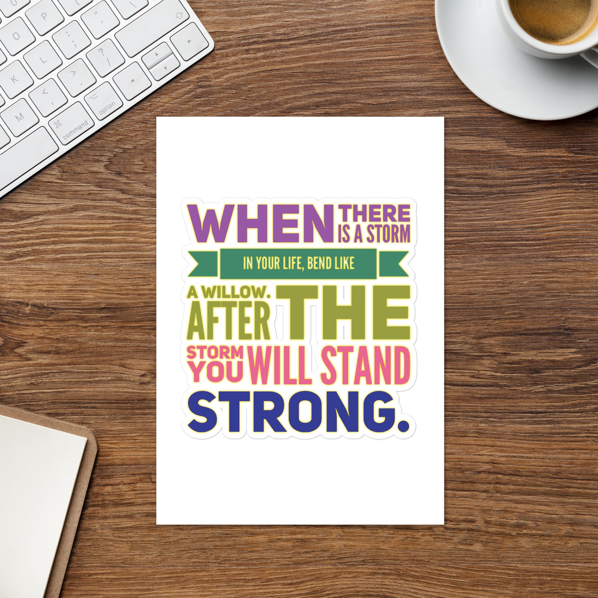 GloWell Designs - Sticker Sheet - Motivational Quote - Bend Like a Willow - GloWell Designs
