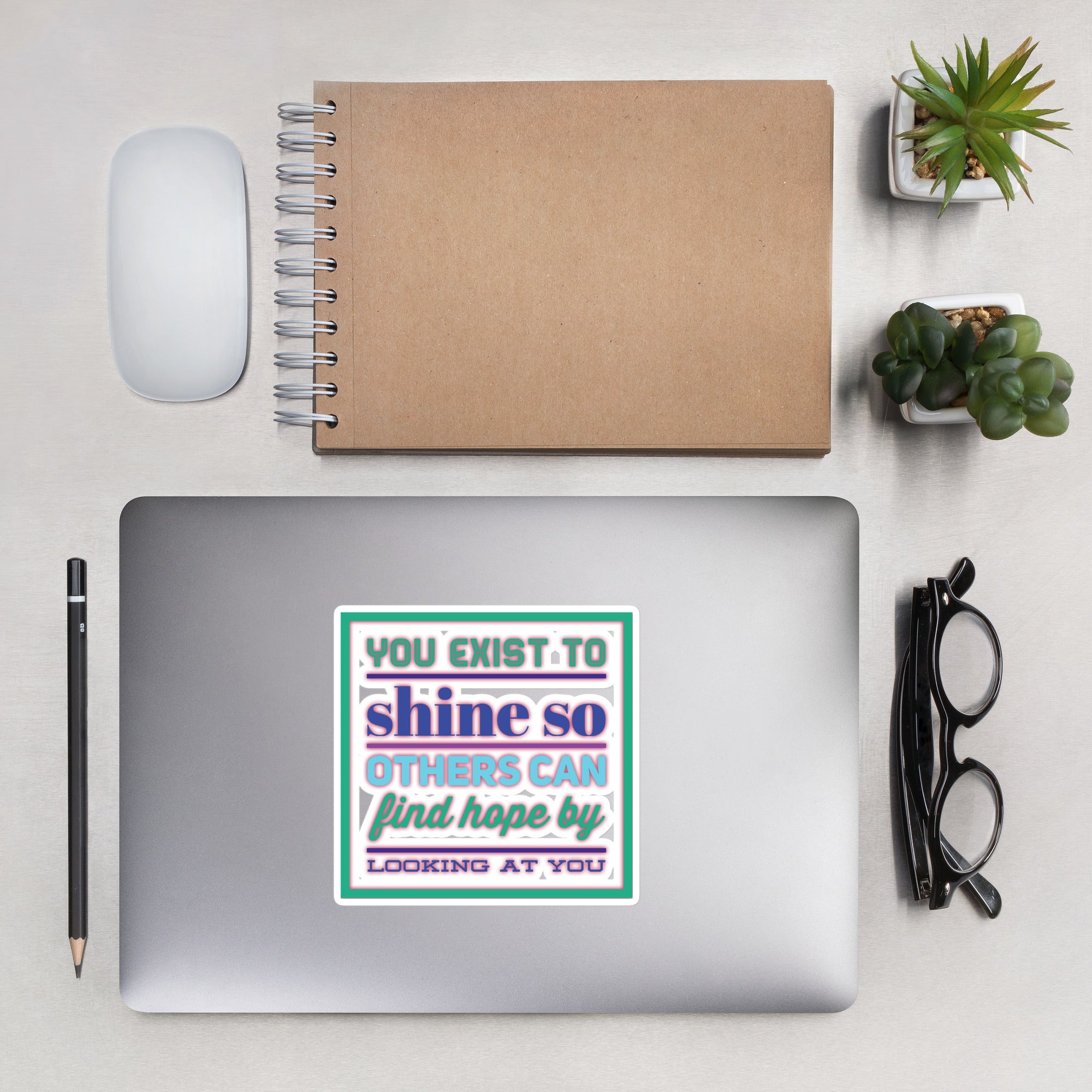 GloWell Designs - Bubble-Free Stickers - Motivational Quote - You Exist to Shine - GloWell Designs