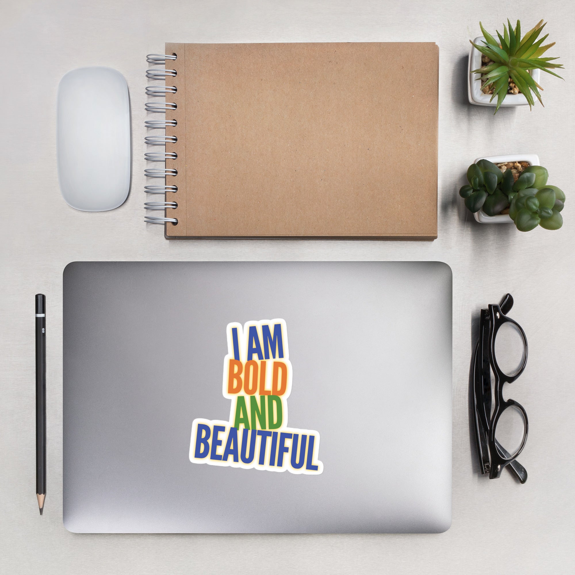 GloWell Designs - Bubble-Free Stickers - Affirmation Quote - I Am Bold and Beautiful - GloWell Designs