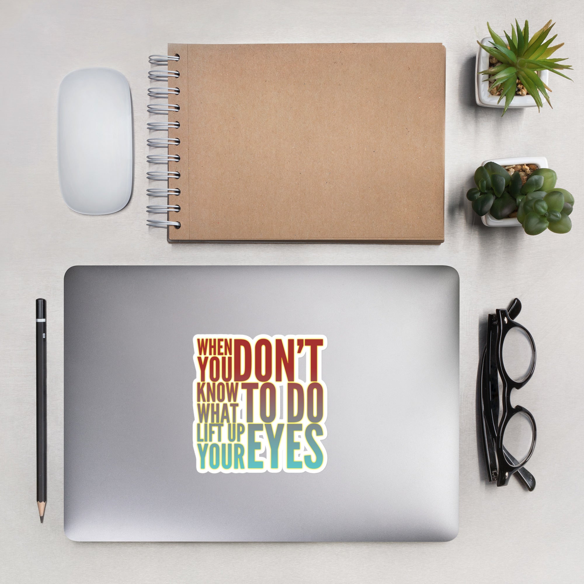 GloWell Designs - Bubble-Free Stickers - Motivational Quote - Lift Up Your Eyes - GloWell Designs