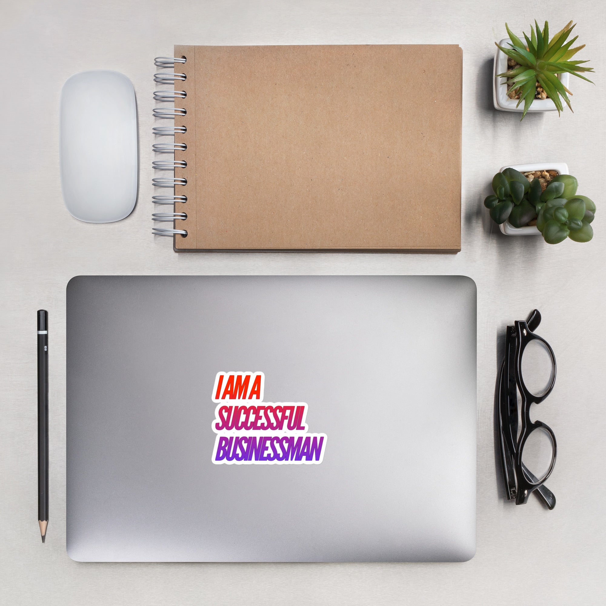 GloWell Designs - Bubble-Free Stickers - Affirmation Quote - I Am a Successful Businessman - GloWell Designs