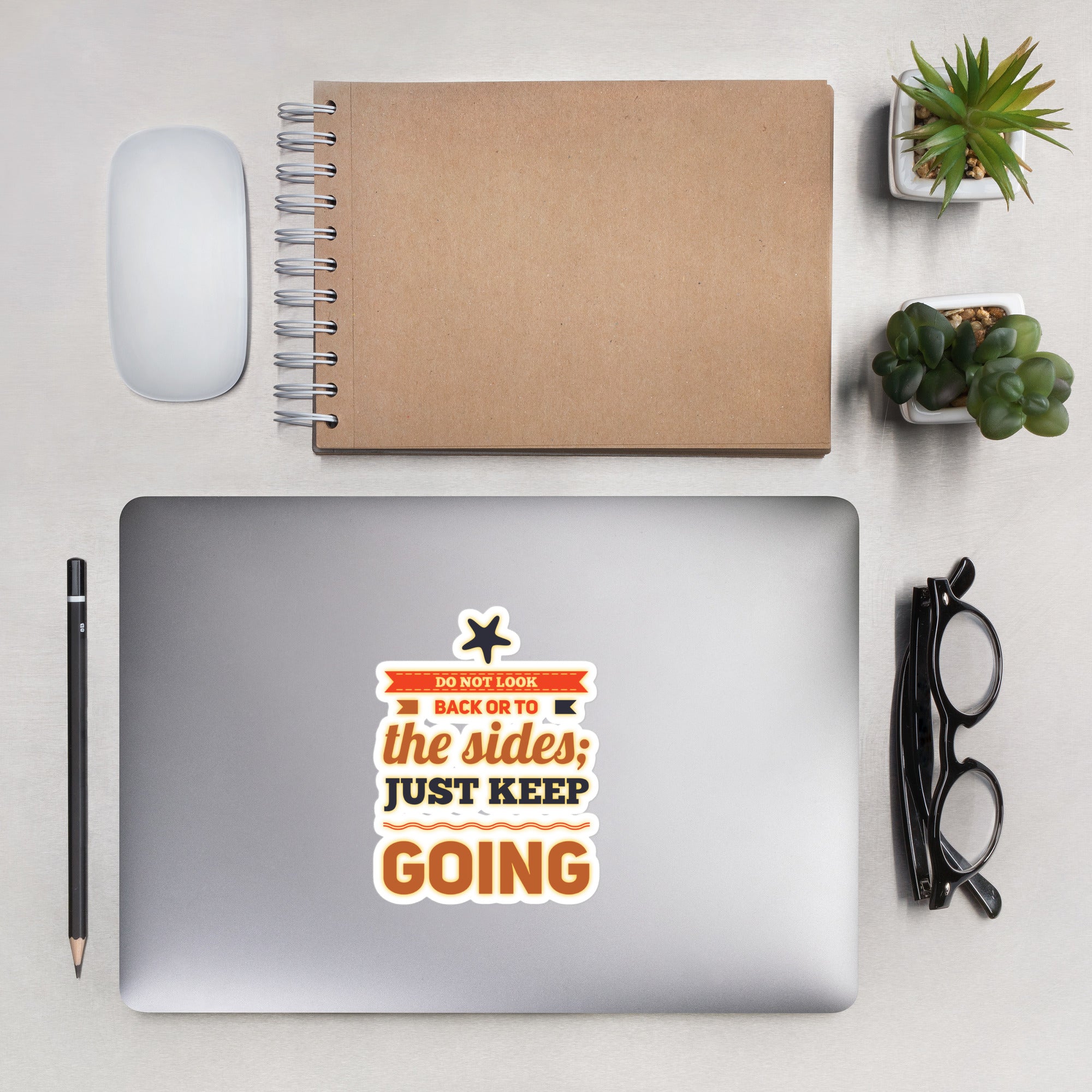 GloWell Designs - Bubble-Free Stickers - Motivational Quote - Just Keep Going - GloWell Designs