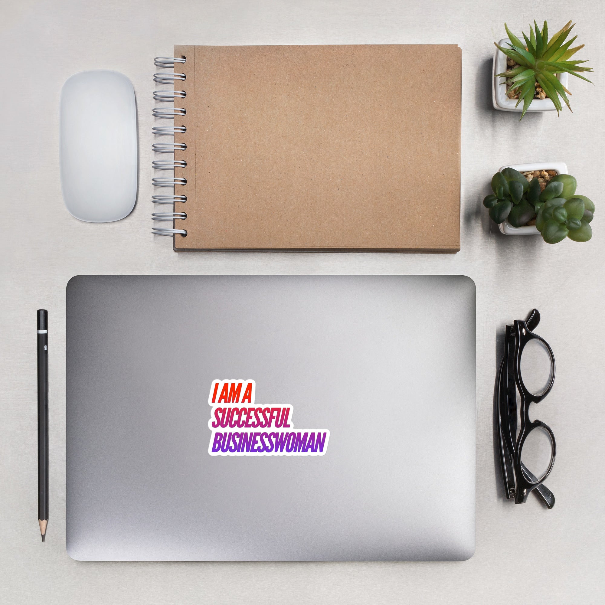 GloWell Designs - Bubble-Free Stickers - Affirmation Quote - I Am a Successful Businesswoman - GloWell Designs
