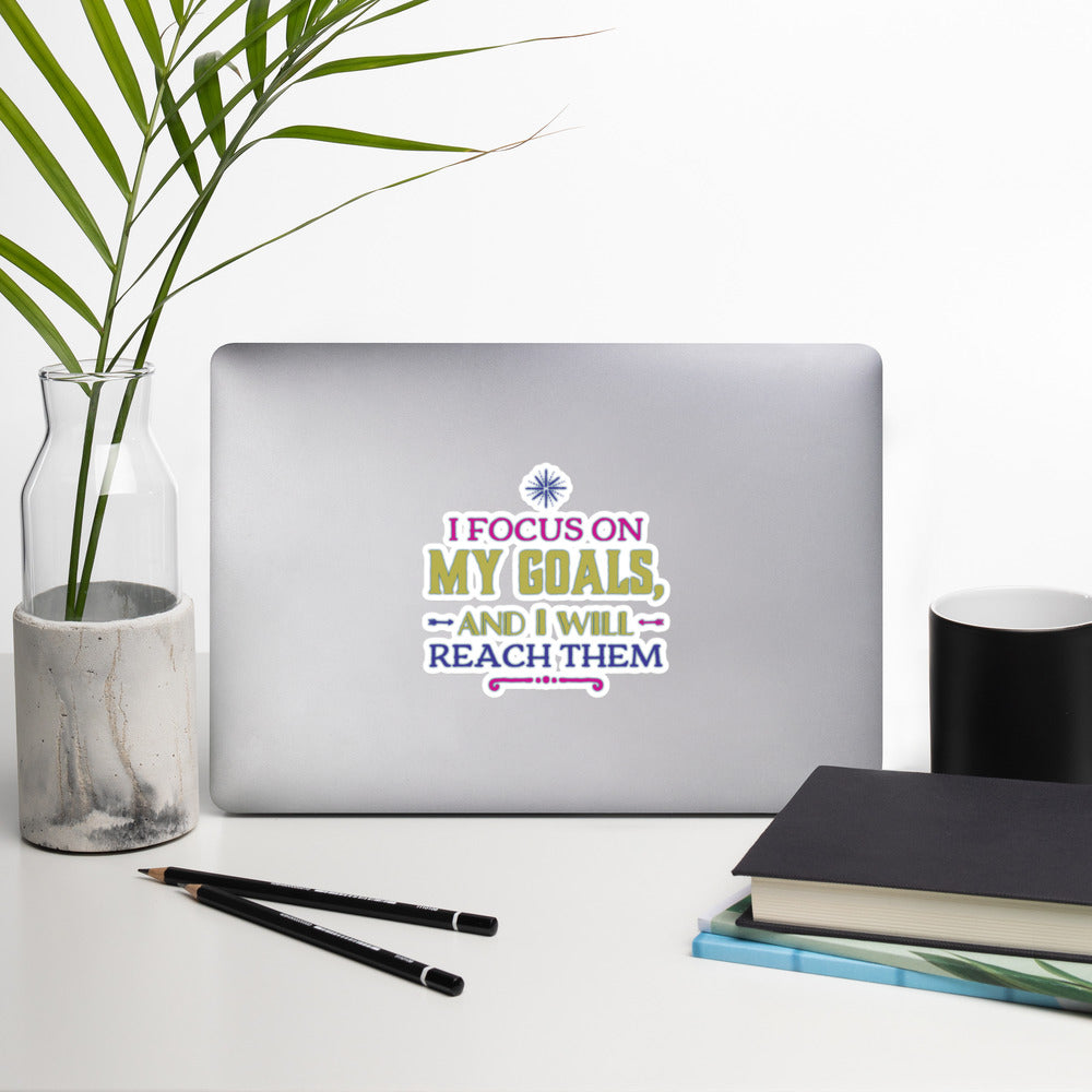 GloWell Designs - Bubble-Free Stickers - Affirmation Quote - I Focus on my Goals - GloWell Designs