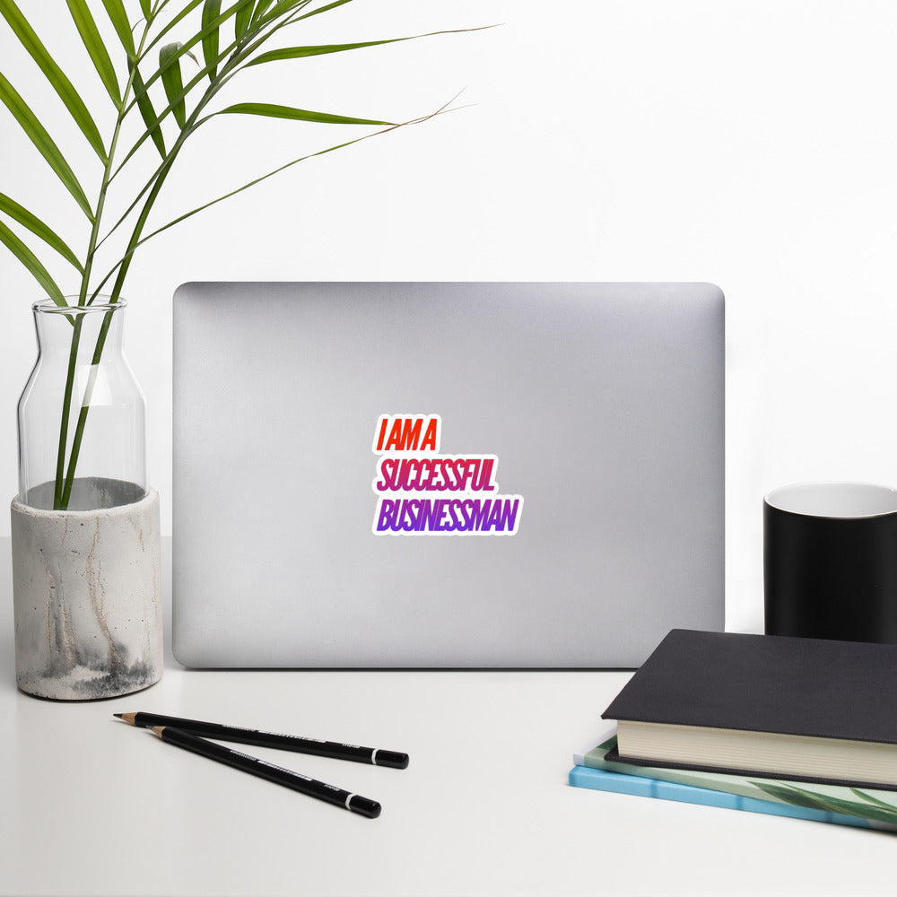 GloWell Designs - Bubble-Free Stickers - Affirmation Quote - I Am a Successful Businessman - GloWell Designs
