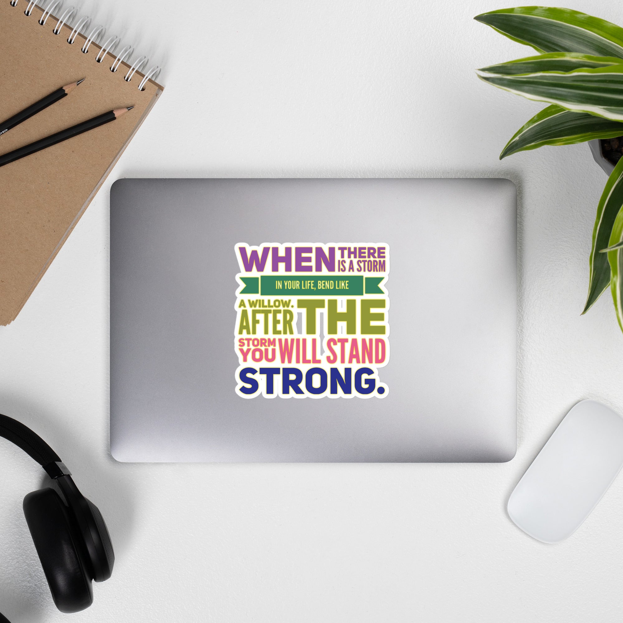 GloWell Designs - Bubble-Free Stickers - Motivational Quote - Bend Like A Willow - GloWell Designs