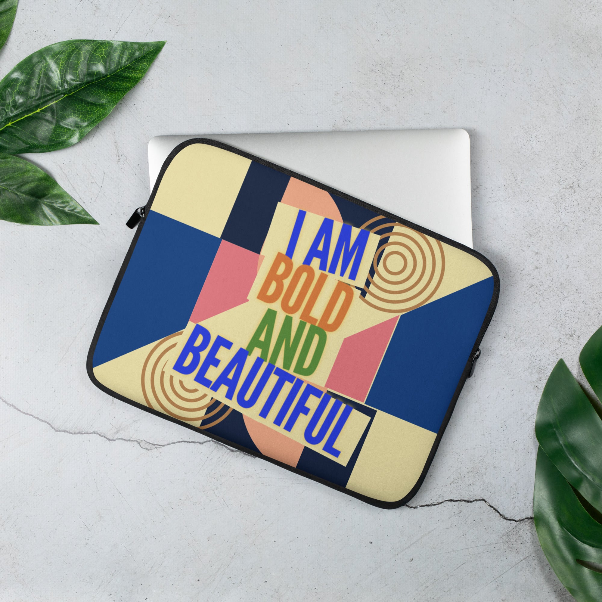 GloWell Designs - Laptop Sleeve - Affirmation Quote - I Am Bold And Beautiful - GloWell Designs