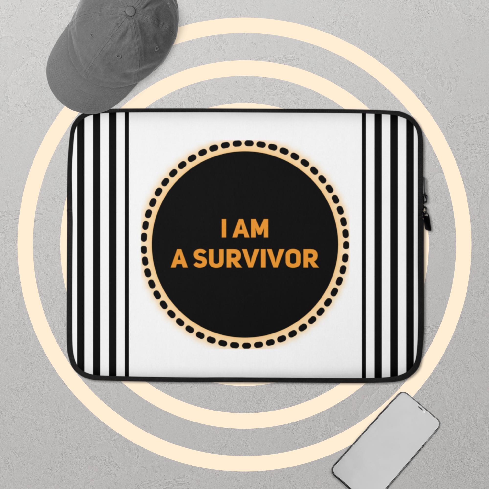 GloWell Designs - Laptop Sleeve - Affirmation Quote - I Am A Survivor - GloWell Designs