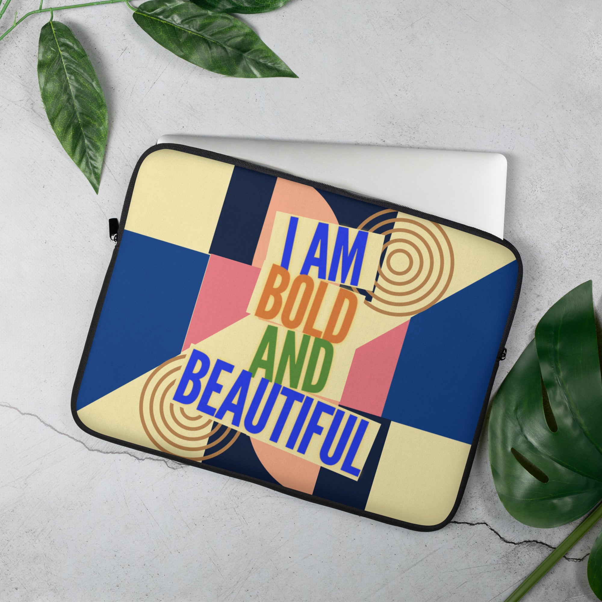 GloWell Designs - Laptop Sleeve - Affirmation Quote - I Am Bold And Beautiful - GloWell Designs