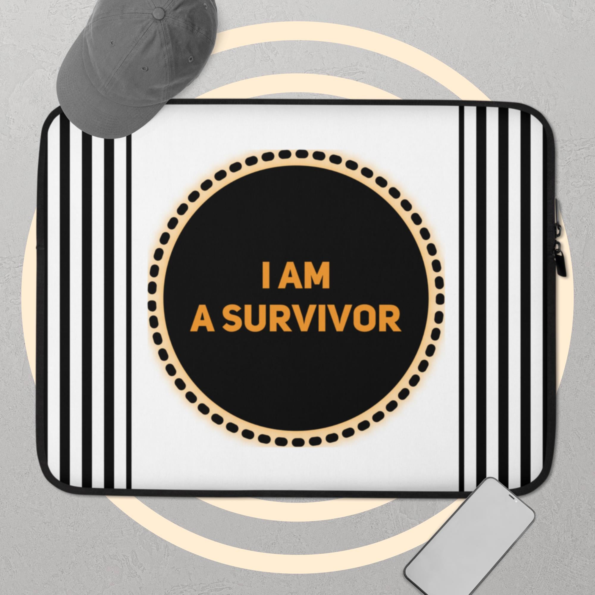 GloWell Designs - Laptop Sleeve - Affirmation Quote - I Am A Survivor - GloWell Designs
