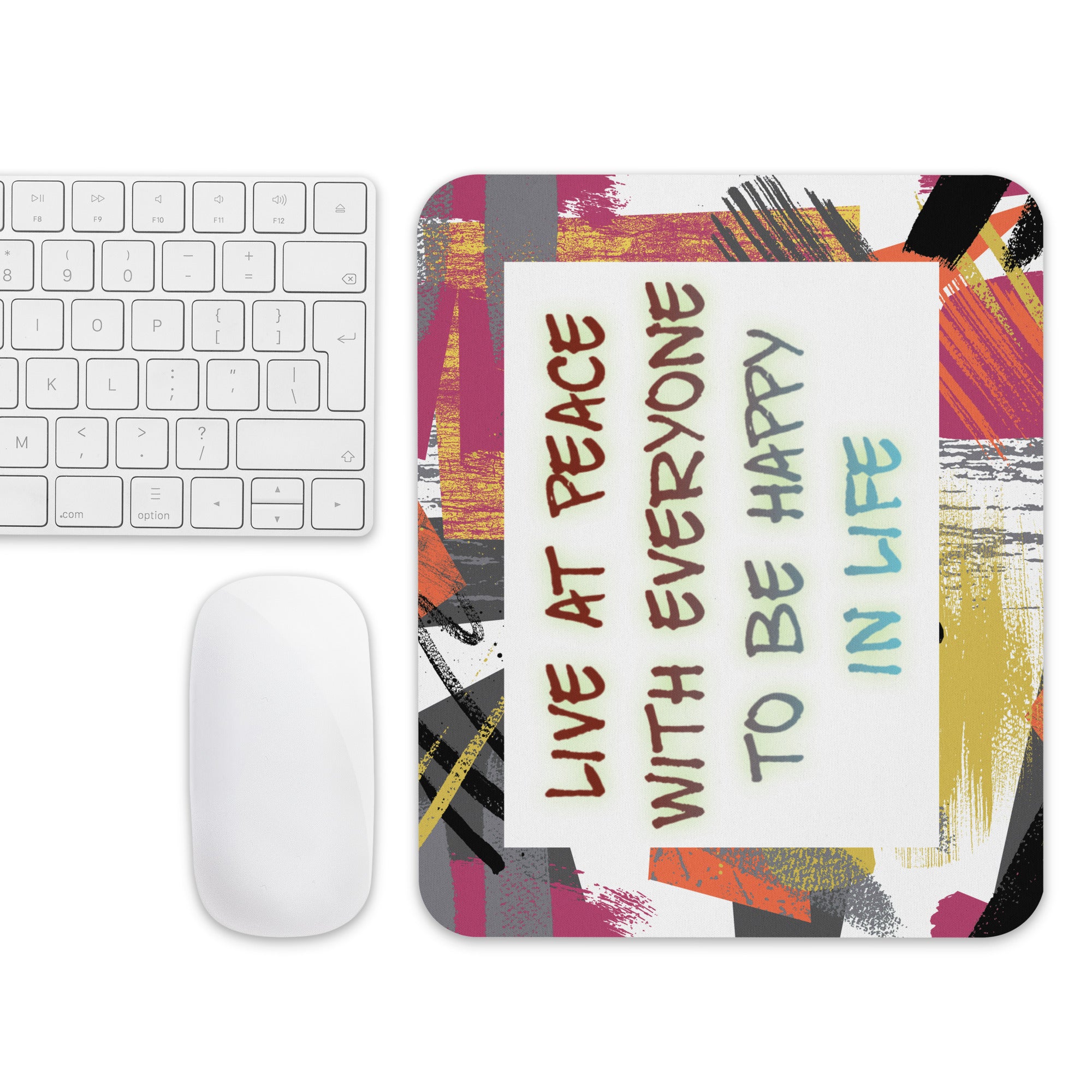 GloWell Designs - Mouse Pad - Motivational Quote - Live At Peace With Everyone - GloWell Designs