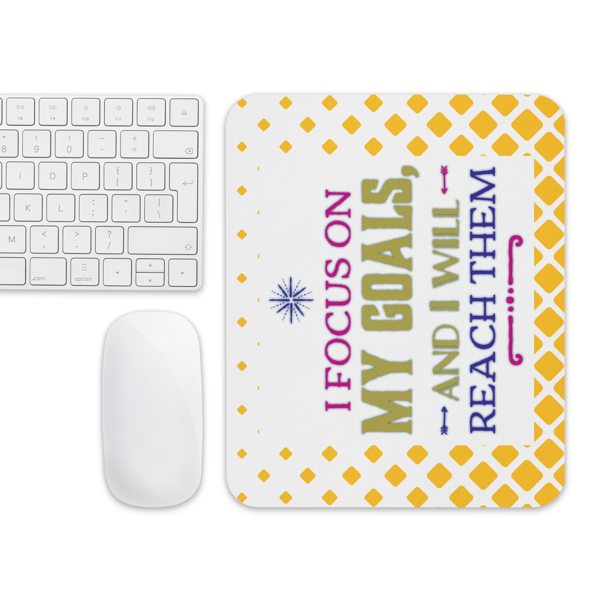 GloWell Designs - Mouse Pad - Affirmation Quote - I Focus On My Goals - GloWell Designs