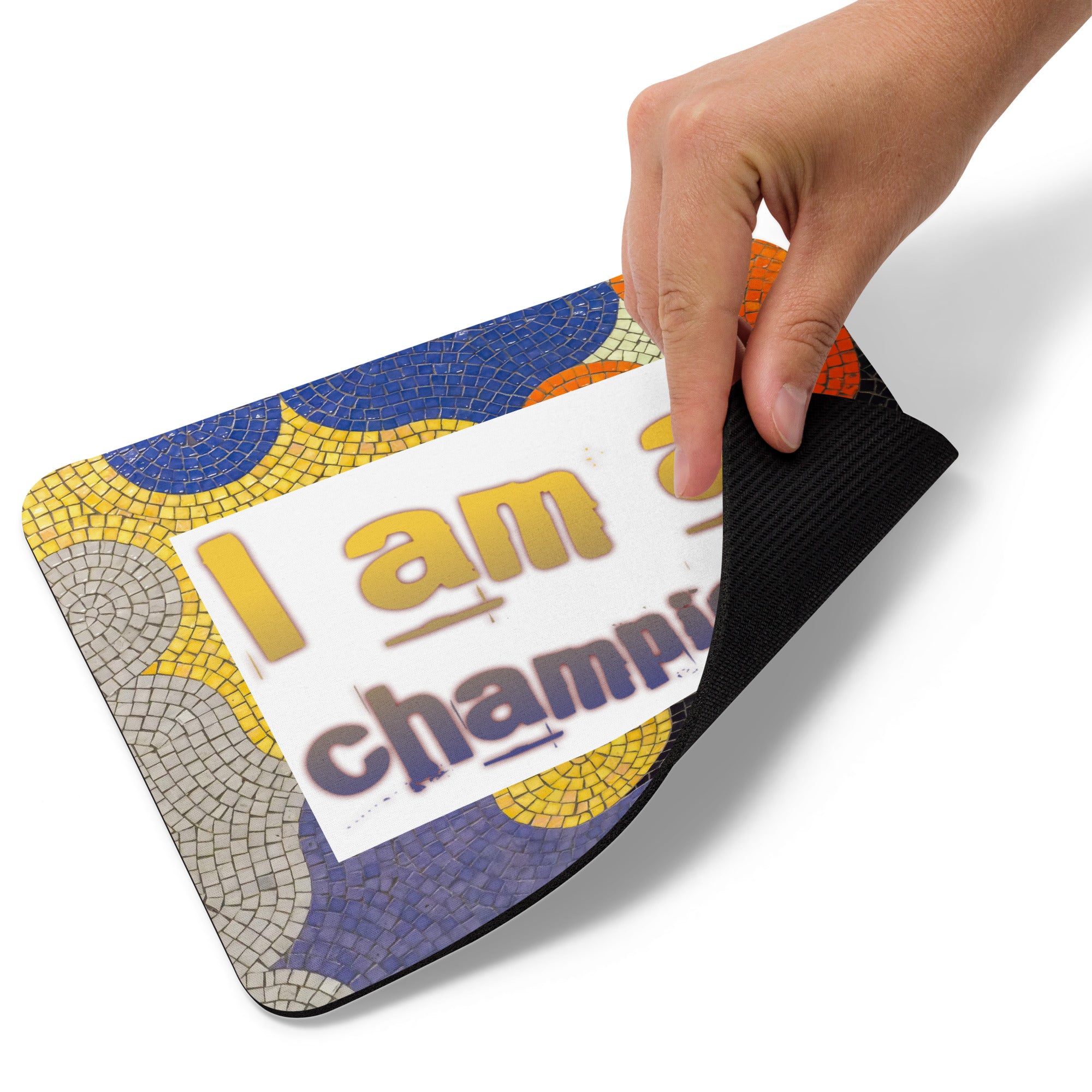 GloWell Designs - Mouse Pad - Affirmation Quote - I Am a Champion - GloWell Designs