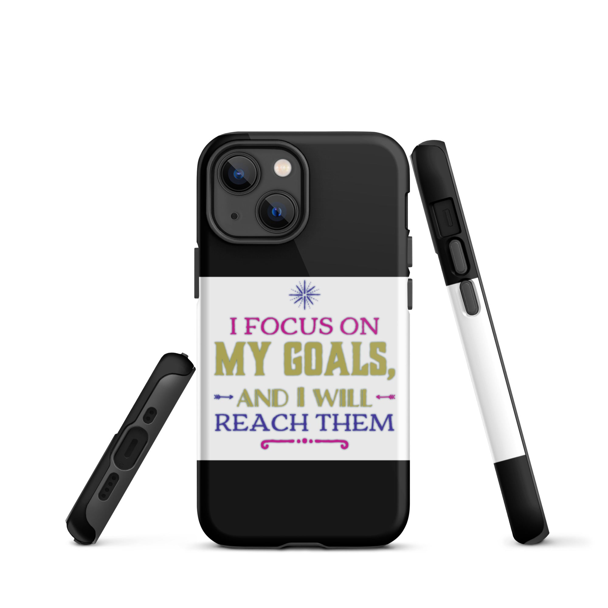 GloWell Designs - Tough iPhone Case - Affirmation Quote - I Focus On My Goals