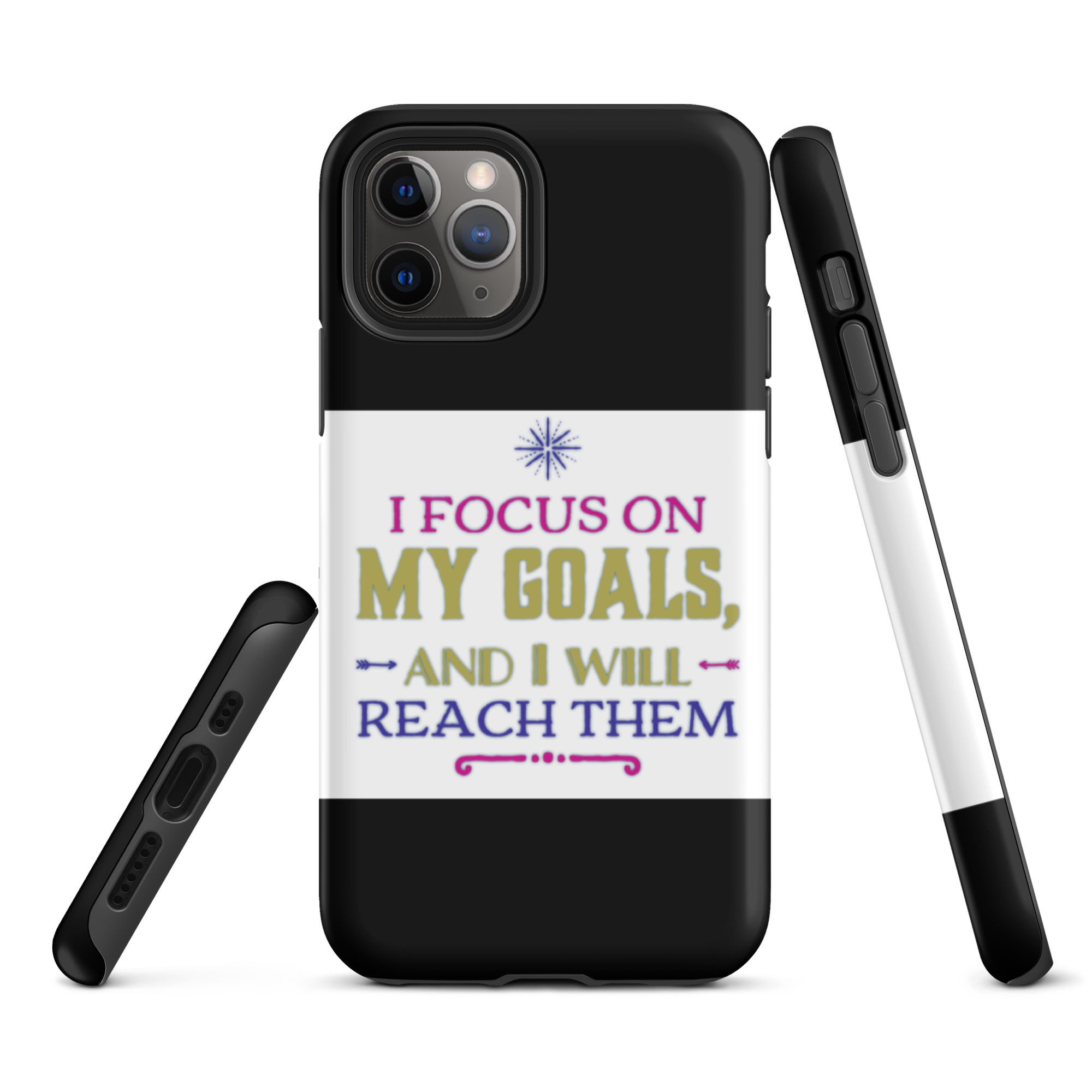 GloWell Designs - Tough iPhone Case - Affirmation Quote - I Focus On My Goals