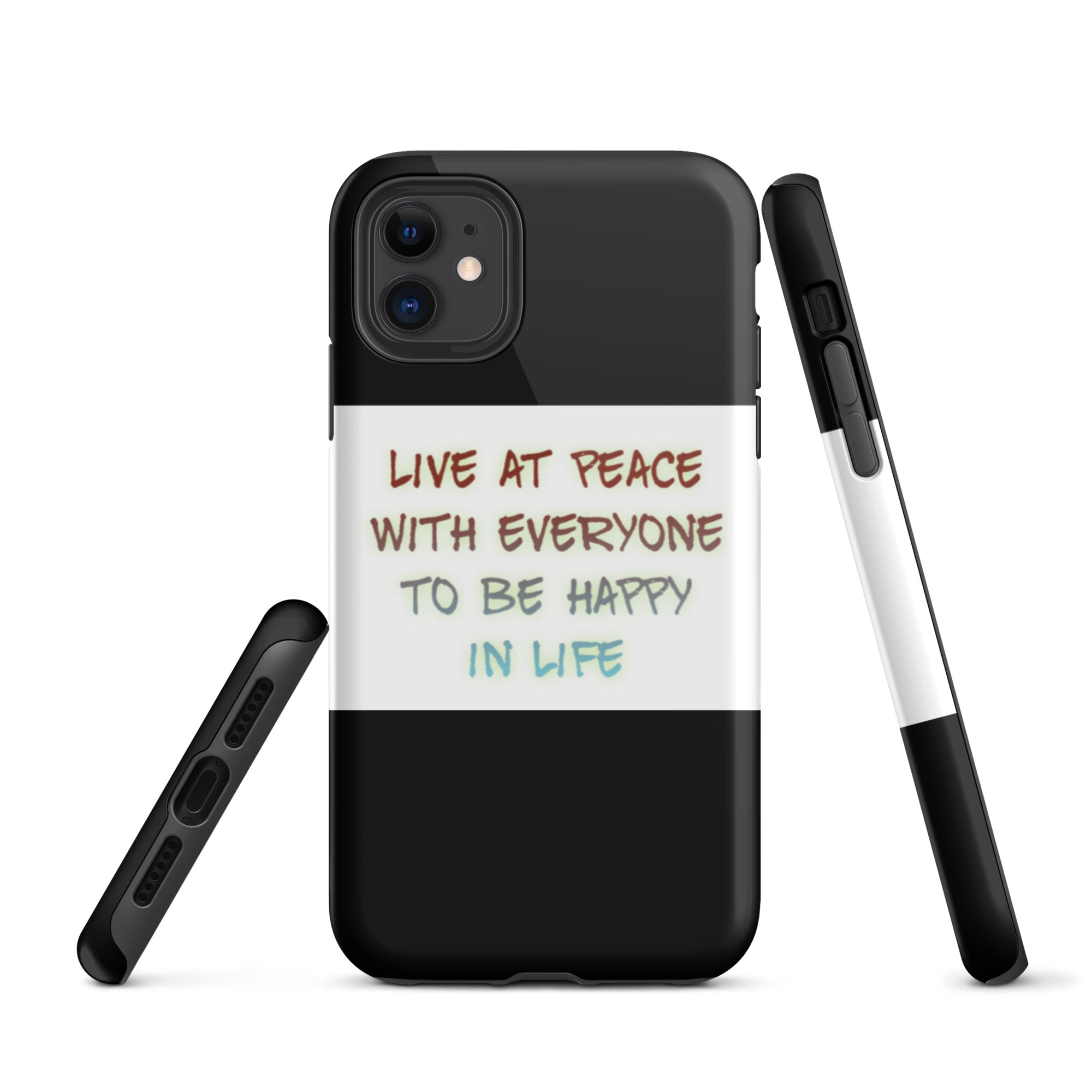 GloWell Designs - Tough iPhone Case - Motivational Quote - Live At Peace With Everyone - GloWell Designs