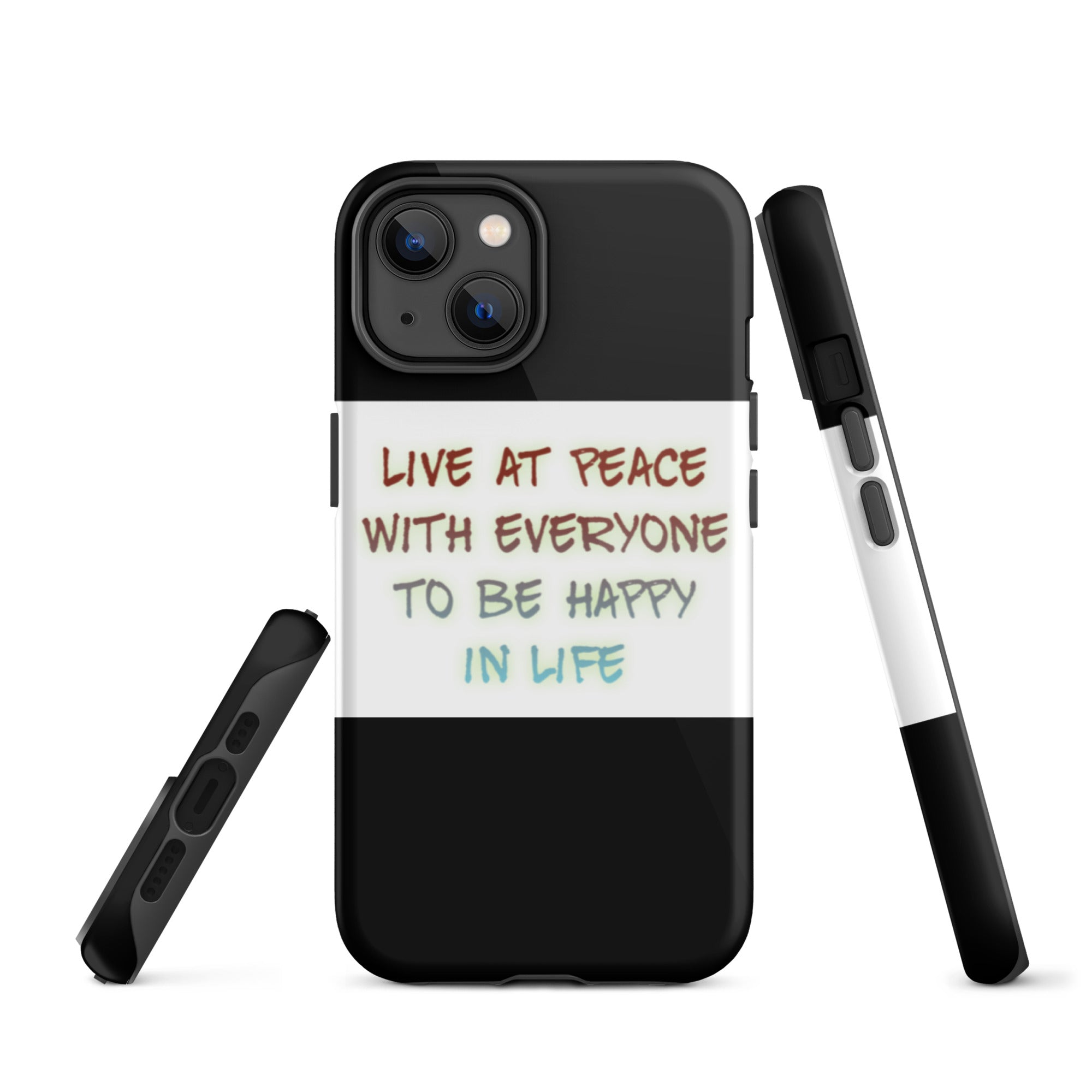 GloWell Designs - Tough iPhone Case - Motivational Quote - Live At Peace With Everyone - GloWell Designs