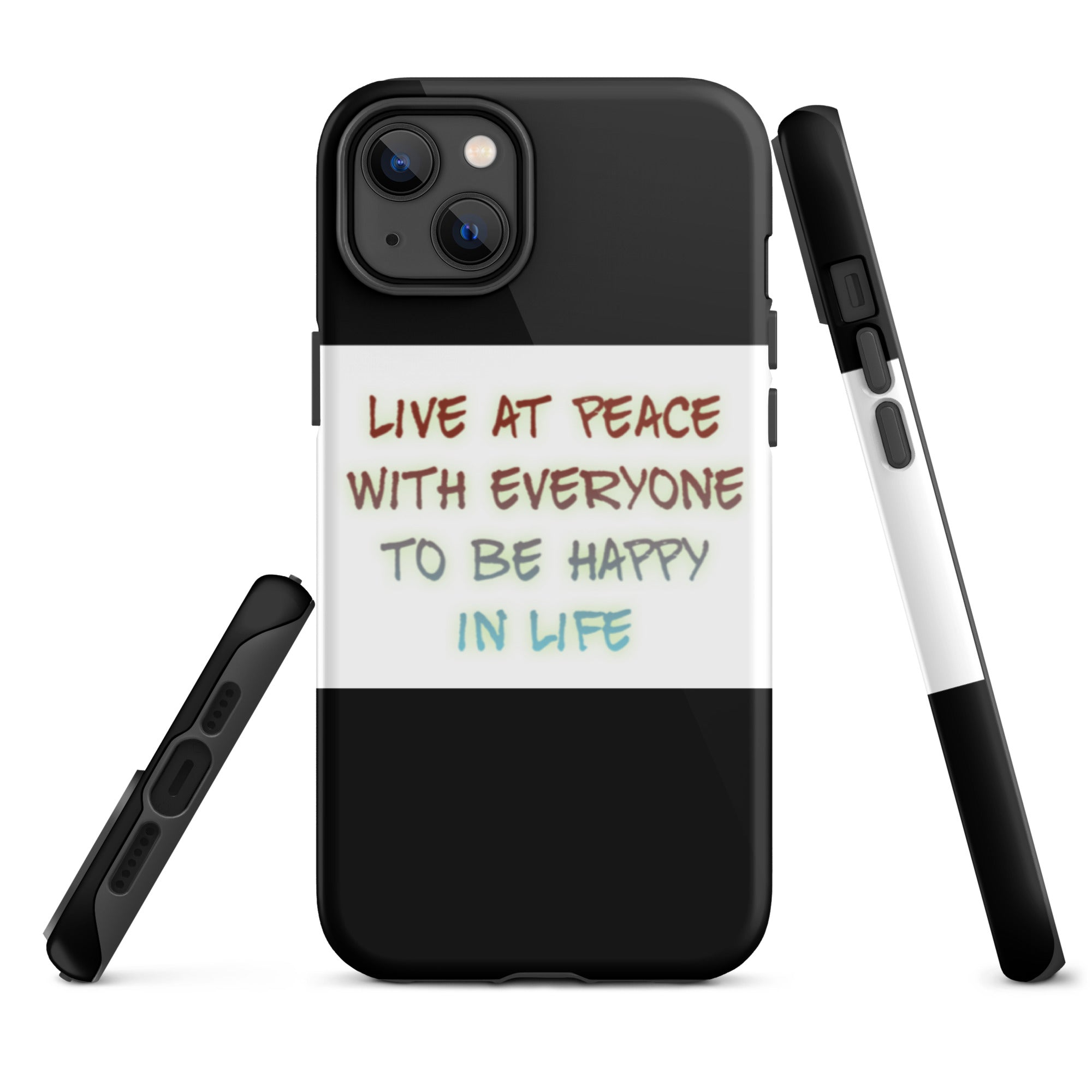 GloWell Designs - Tough iPhone Case - Motivational Quote - Live At Peace With Everyone - GloWell Designs