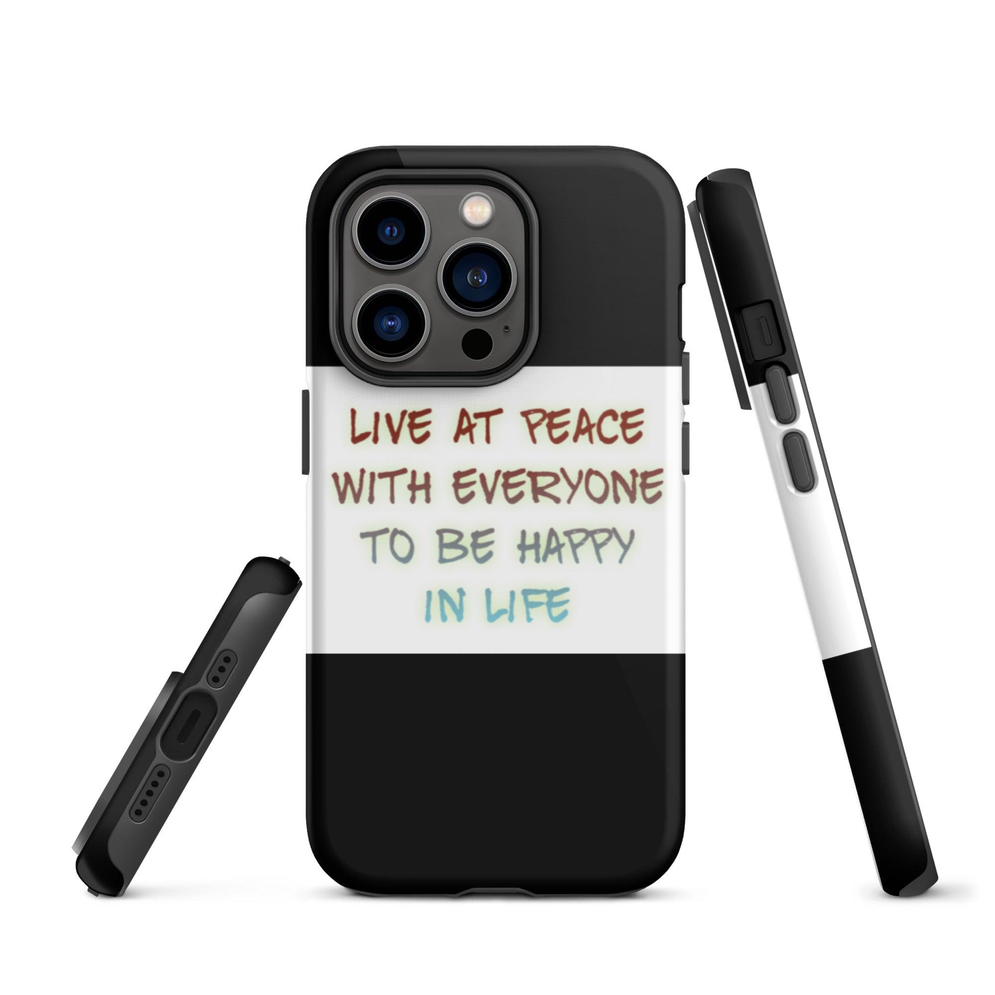 GloWell Designs - Tough iPhone Case - Motivational Quote - Live At Peace With Everyone - GloWell Designs