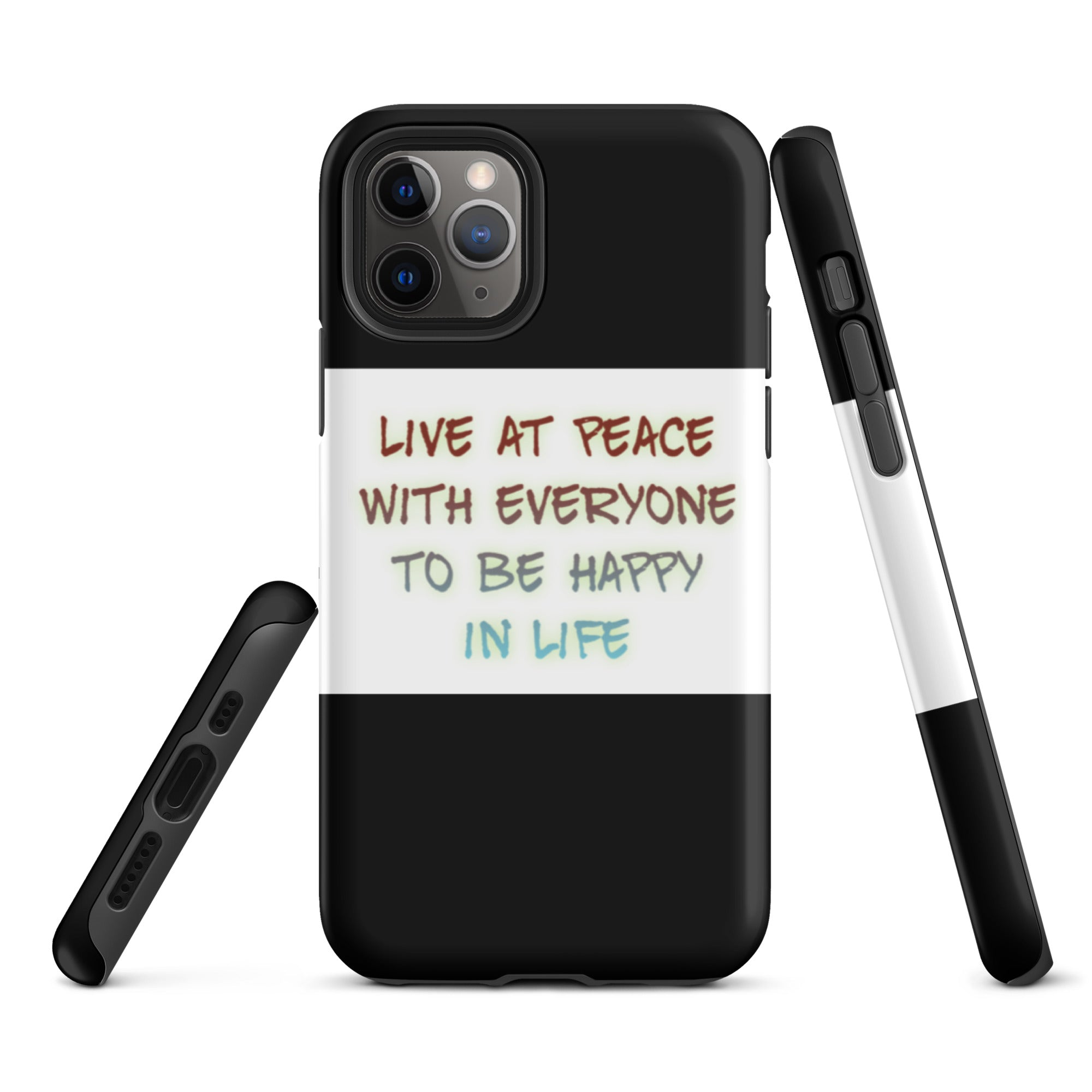 GloWell Designs - Tough iPhone Case - Motivational Quote - Live At Peace With Everyone - GloWell Designs