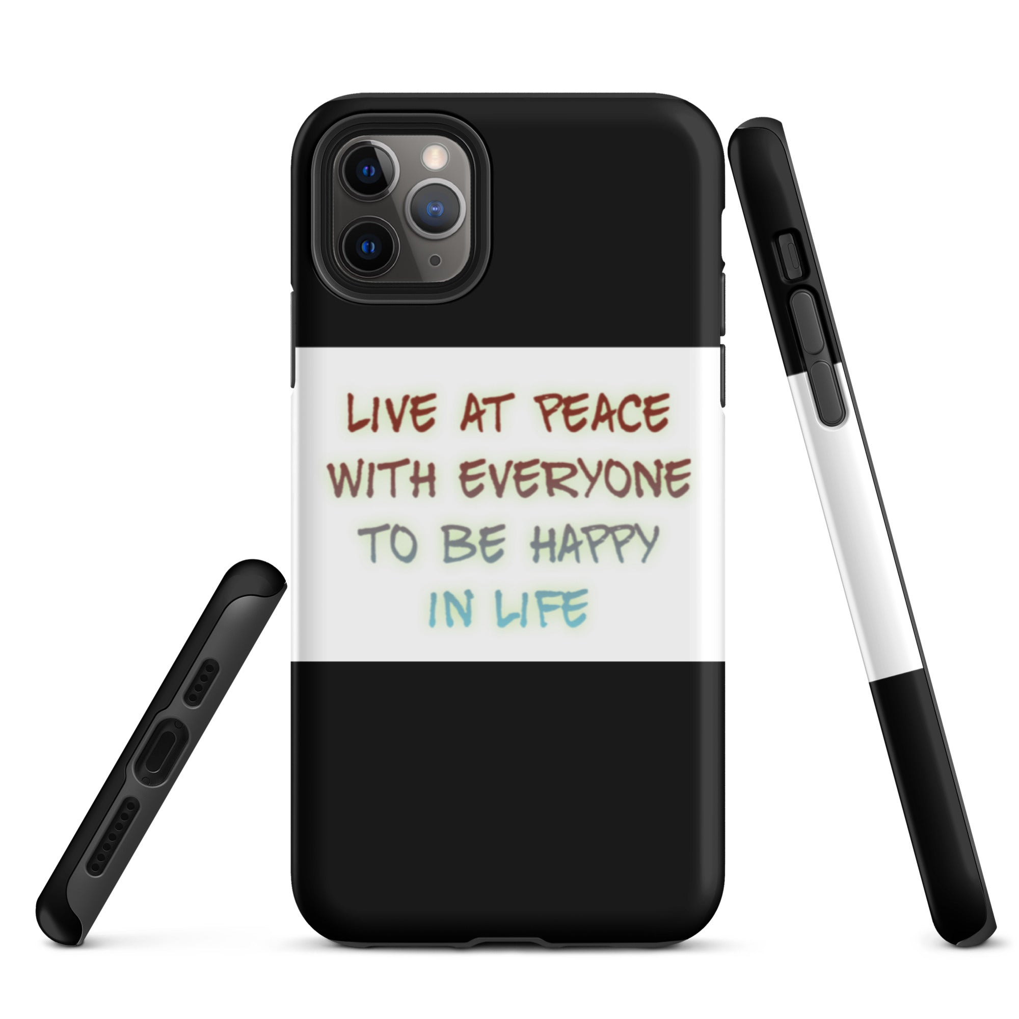 GloWell Designs - Tough iPhone Case - Motivational Quote - Live At Peace With Everyone - GloWell Designs