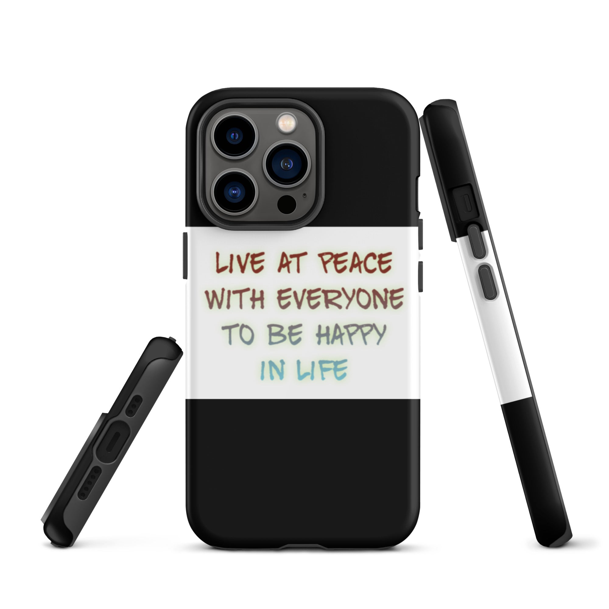 GloWell Designs - Tough iPhone Case - Motivational Quote - Live At Peace With Everyone - GloWell Designs