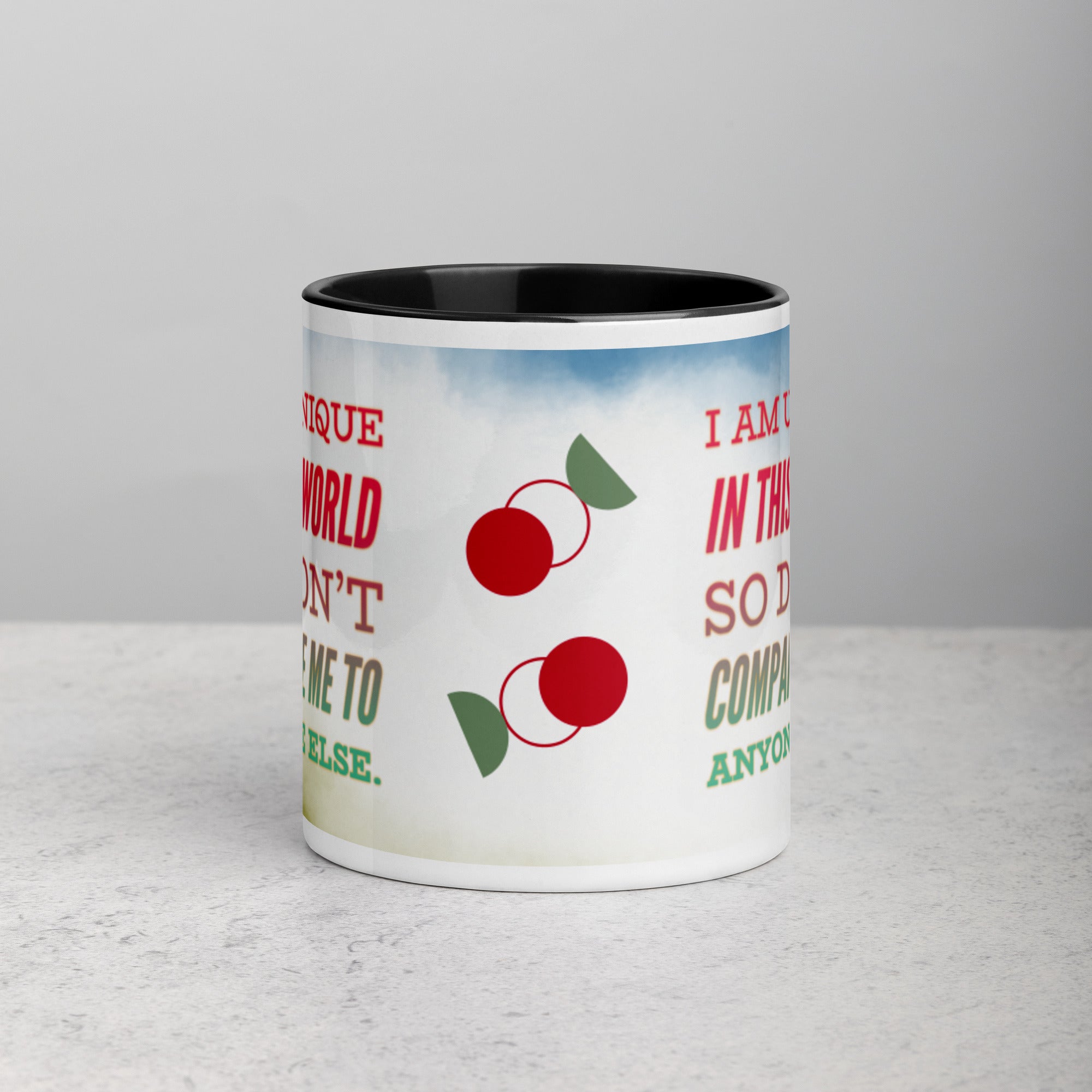 GloWell Designs - Mug with Color Inside - Affirmation Quote - I Am Unique - GloWell Designs