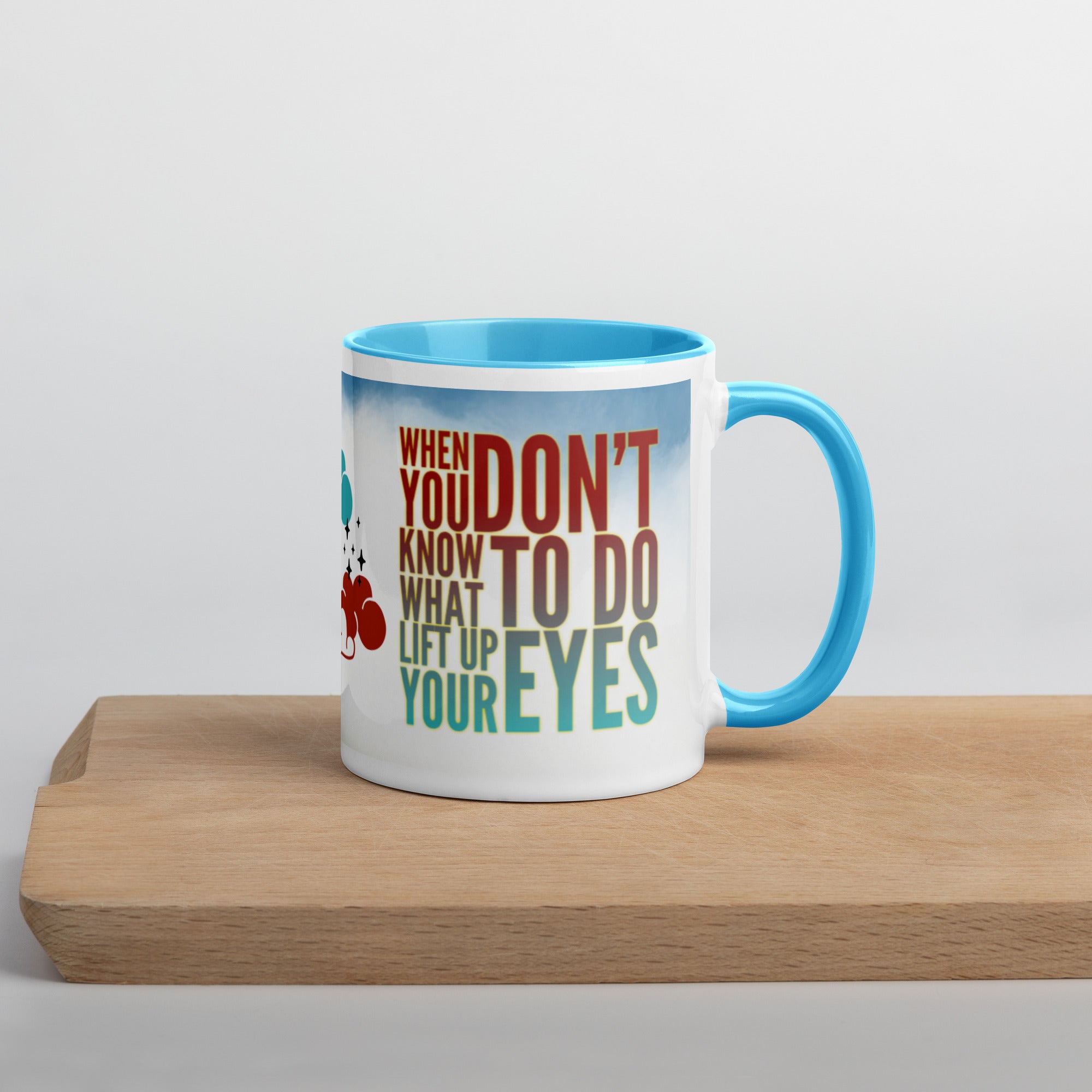 GloWell Designs - Mug with Color Inside - Motivational Quote - Lift Up Your Eyes - GloWell Designs