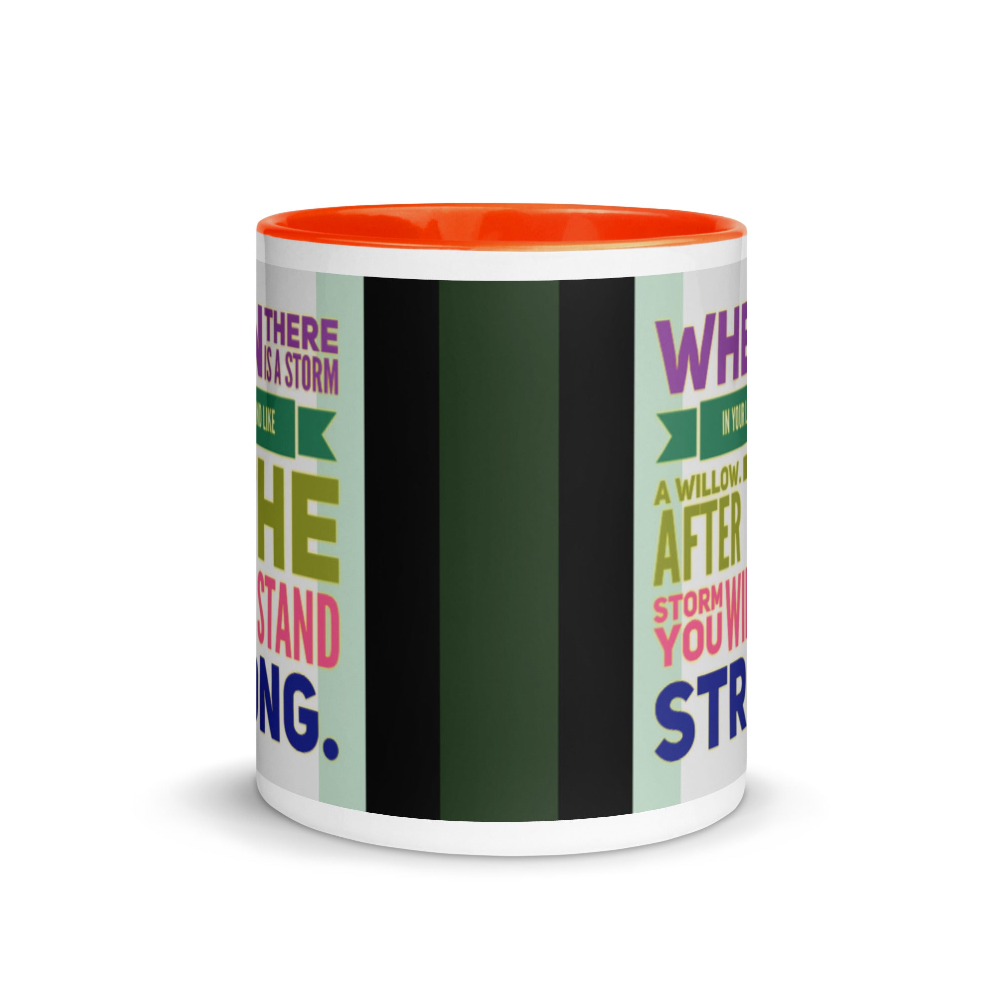 GloWell Designs - Mug with Color Inside - Motivational Quote - Bend Like a Willow - GloWell Designs