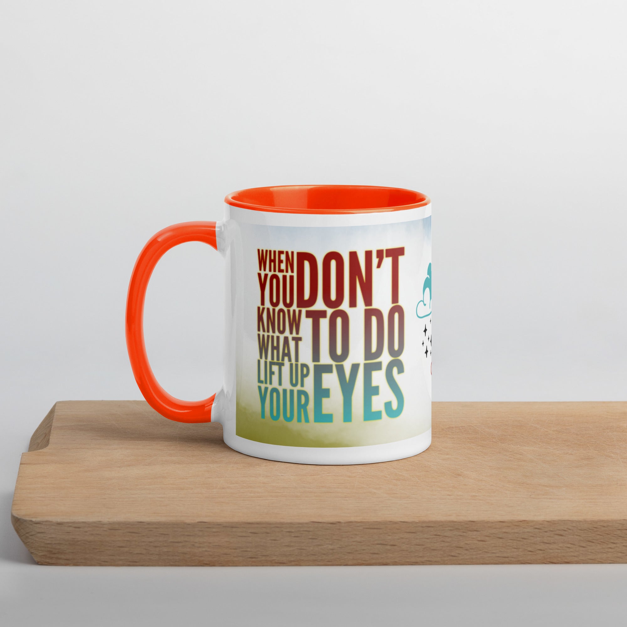 GloWell Designs - Mug with Color Inside - Motivational Quote - Lift Up Your Eyes - GloWell Designs