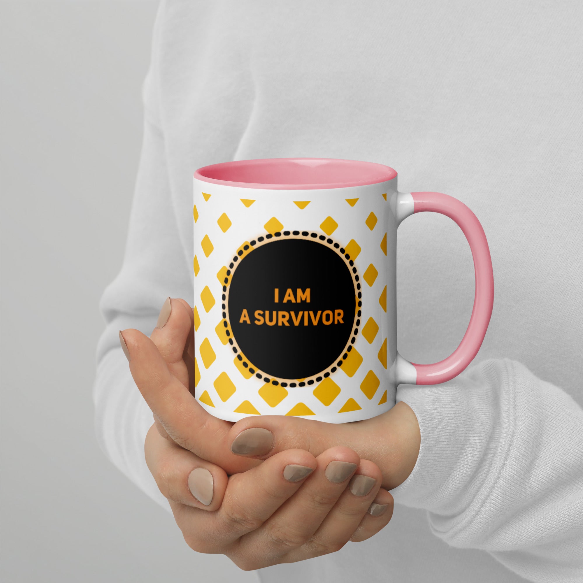 GloWell Designs - Mug with Color Inside - Affirmation Quote - I Am A Survivor - GloWell Designs