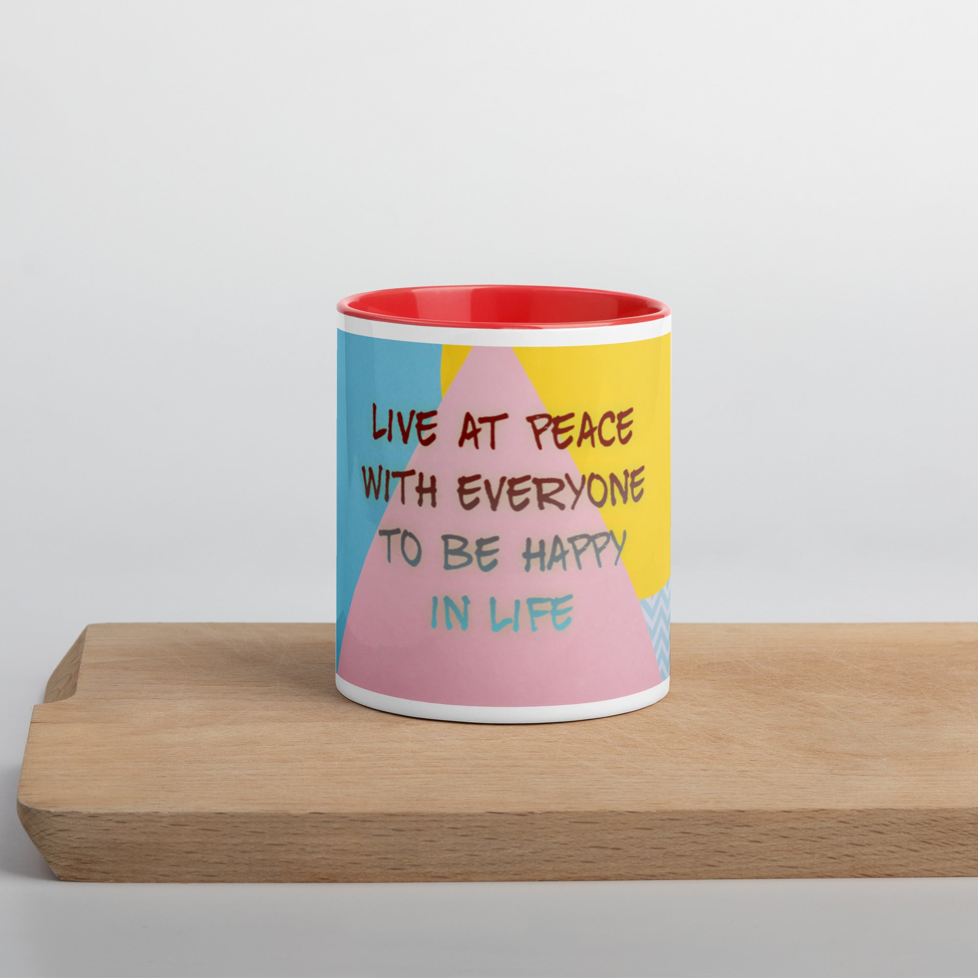 GloWell Designs - Mug with Color Inside - Motivational Quote - Live At Peace - GloWell Designs