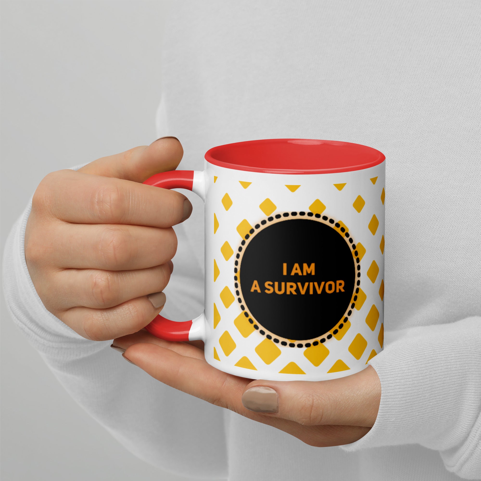 GloWell Designs - Mug with Color Inside - Affirmation Quote - I Am A Survivor - GloWell Designs