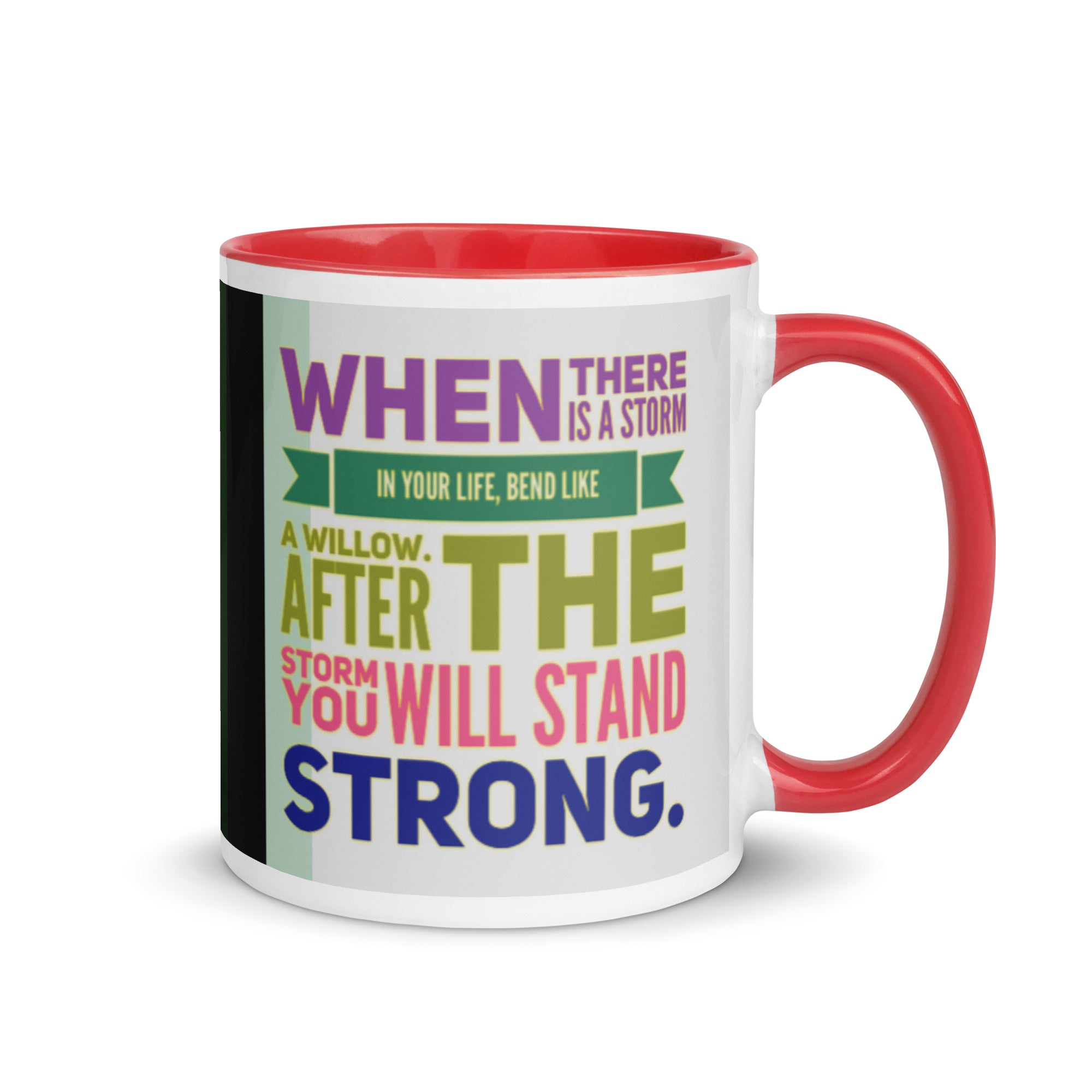 GloWell Designs - Mug with Color Inside - Motivational Quote - Bend Like a Willow - GloWell Designs