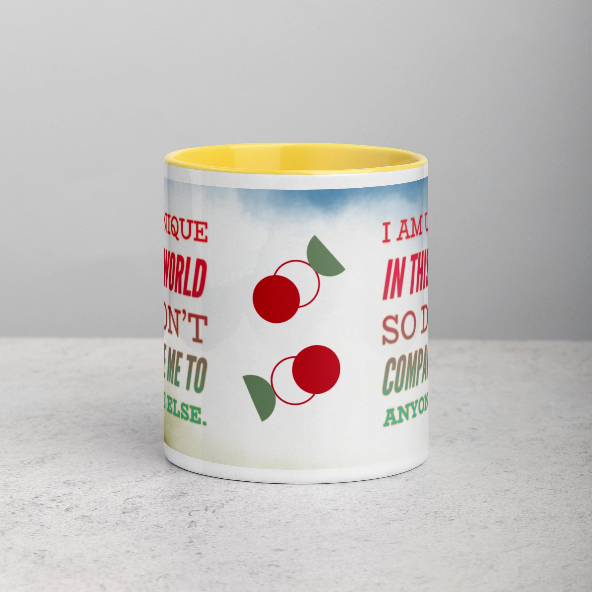 GloWell Designs - Mug with Color Inside - Affirmation Quote - I Am Unique - GloWell Designs