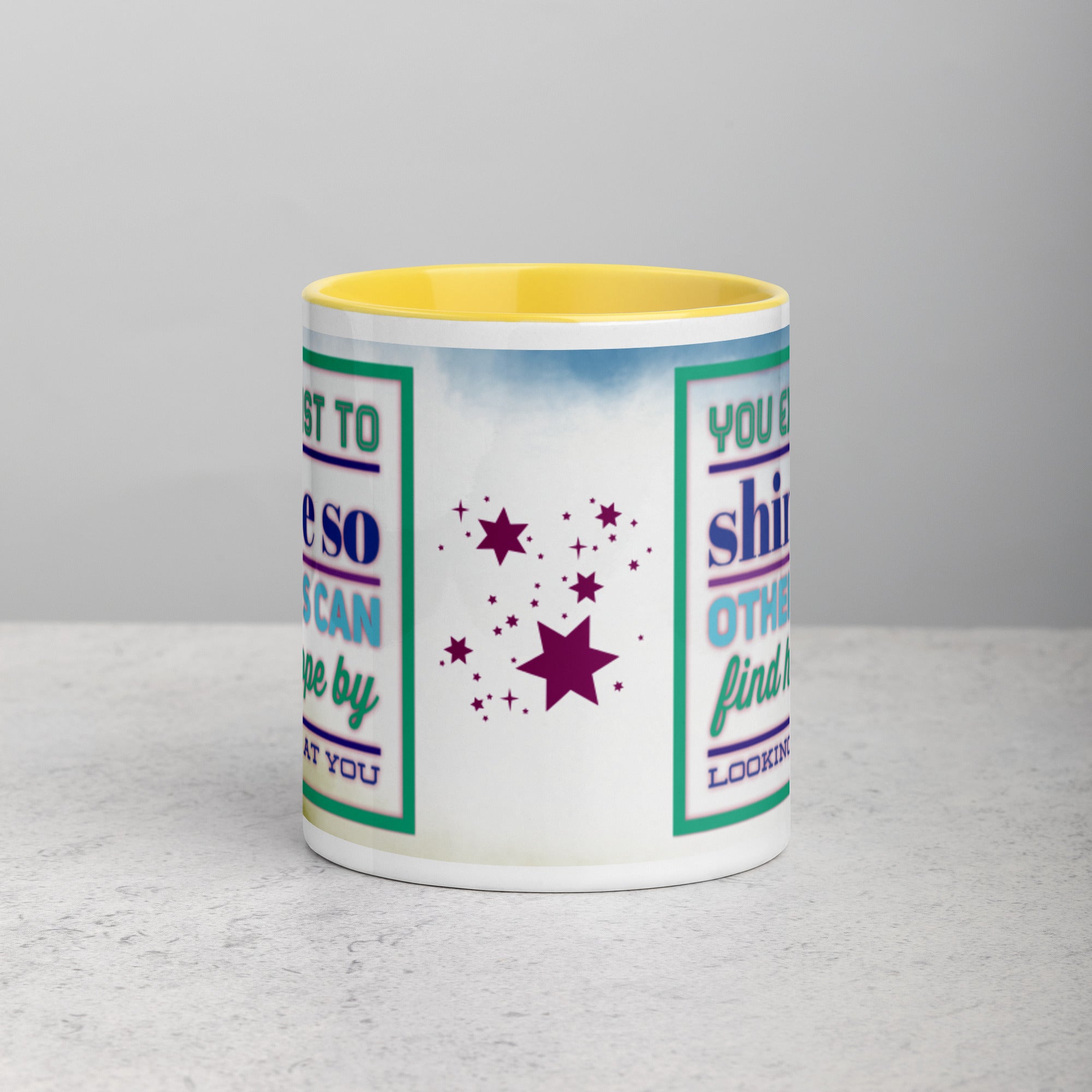 GloWell Designs - Mug with Color Inside - Motivational Quote - You Exist to Shine - GloWell Designs